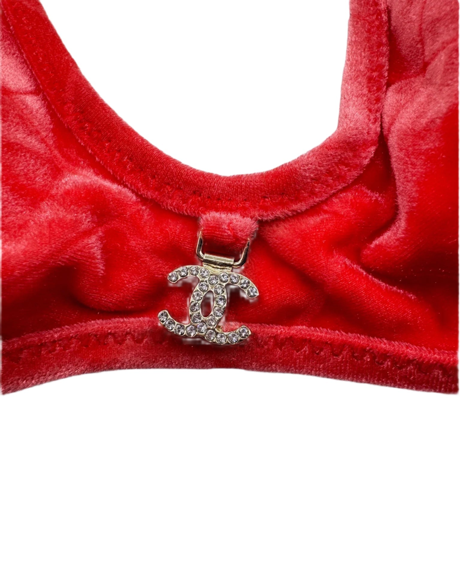 Chanel Coco Beach Coral Red Bikini Top and Bottom Set