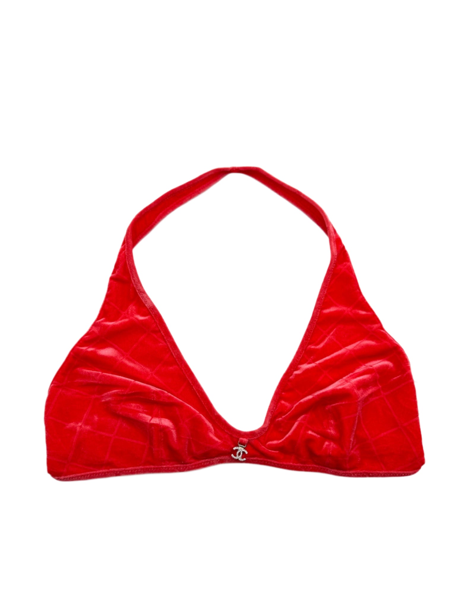 Chanel Coco Beach Coral Red Bikini Top and Bottom Set