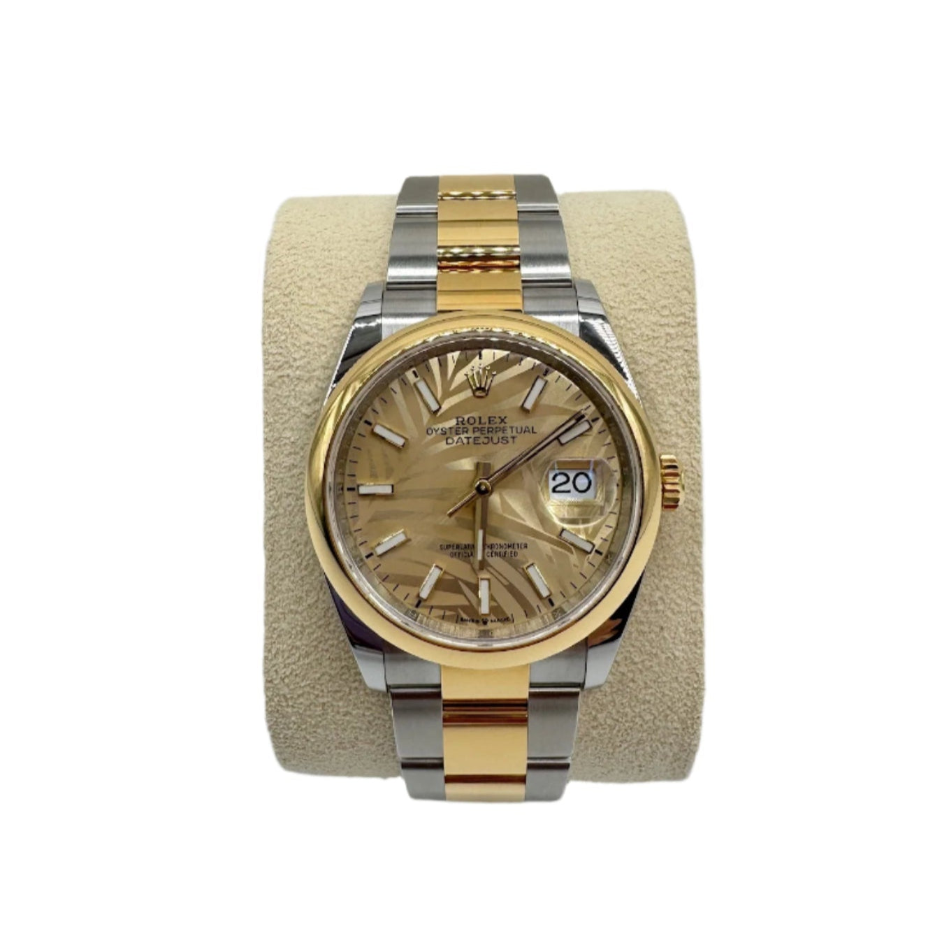 Rolex 36MM Datejust Yellow Gold and Steel Golden Palm Dial
