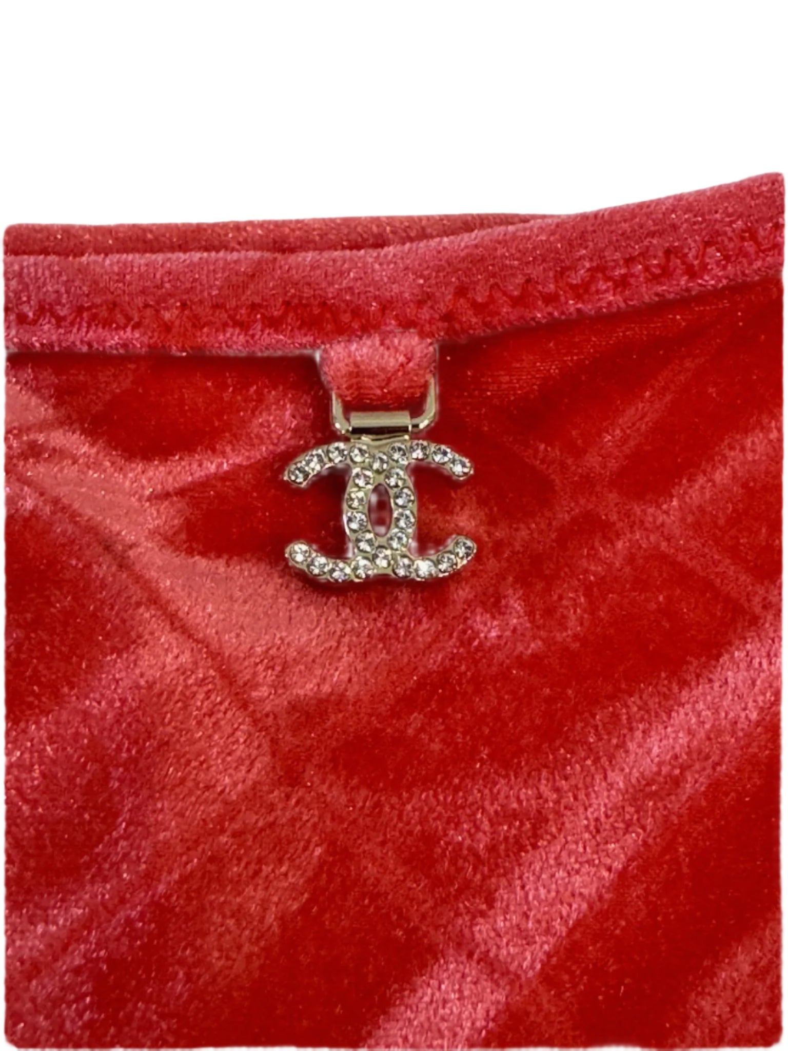 Chanel Coco Beach Coral Red Bikini Top and Bottom Set