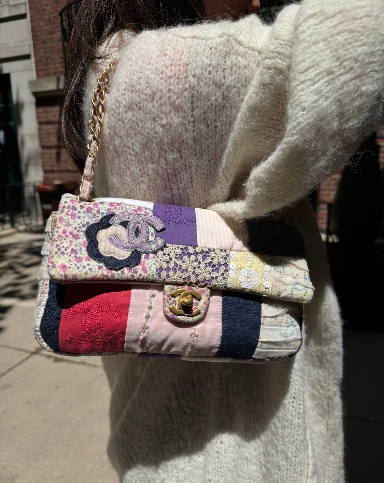CHANEL 2006 Vintage Multicolor Fabric Patchwork Flapbag