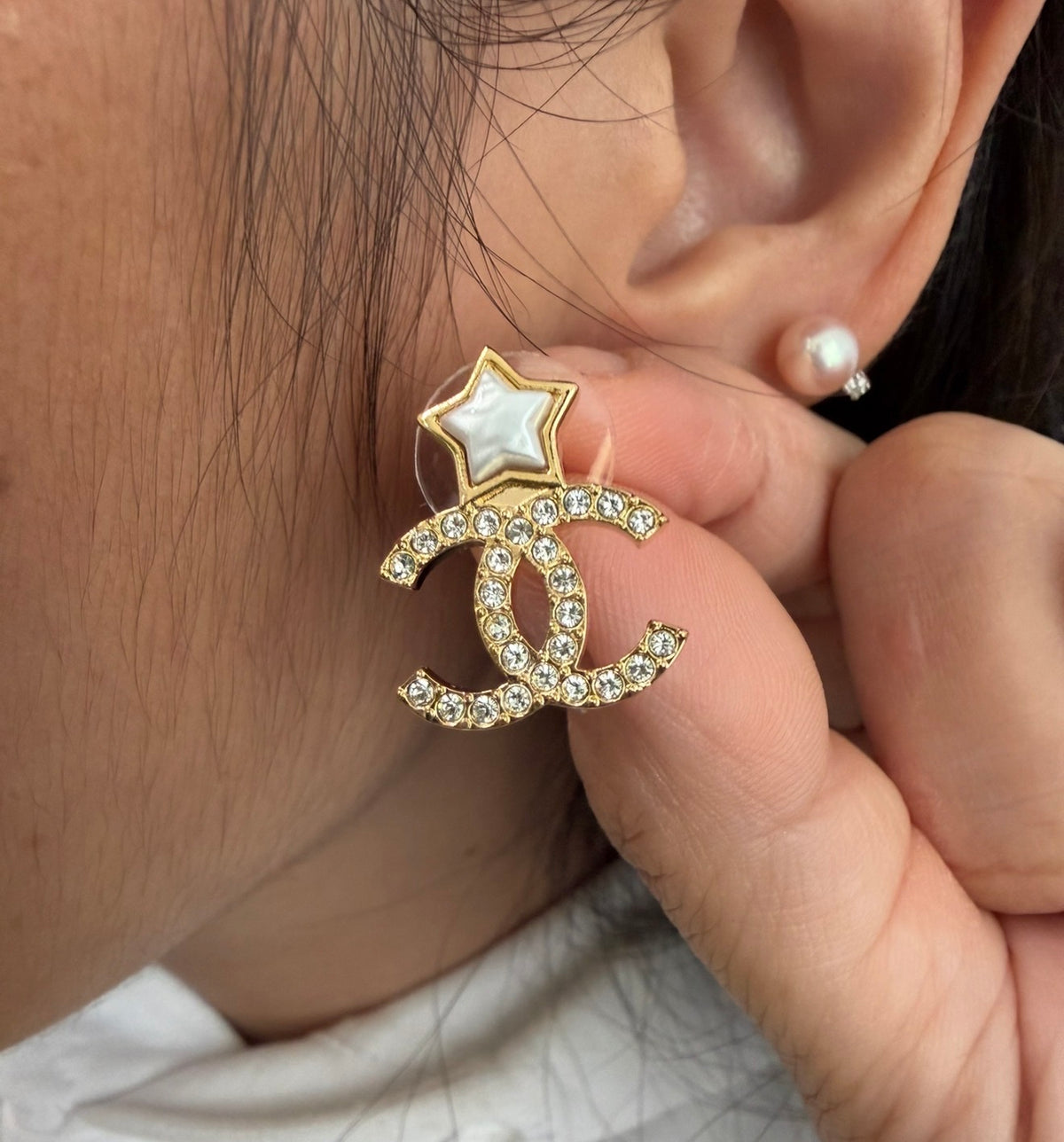 CHANEL Gold Star and CC Stud Earrings