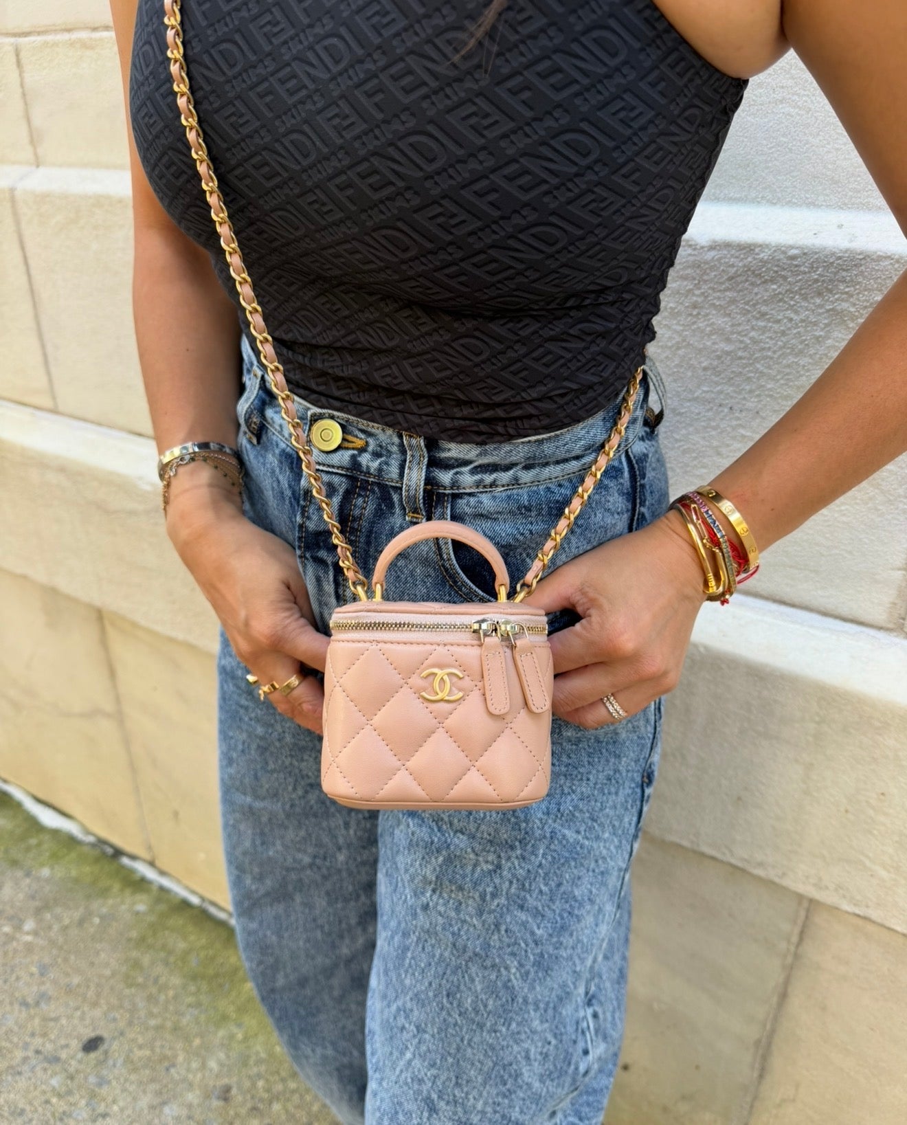 Chanel Beige Mini Top Handle Vanity Bag