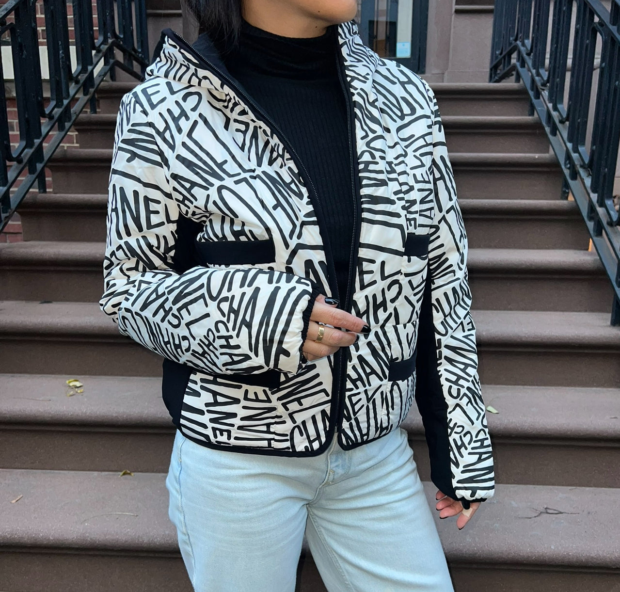 Chanel Black and White Reversible Puffer Jacket