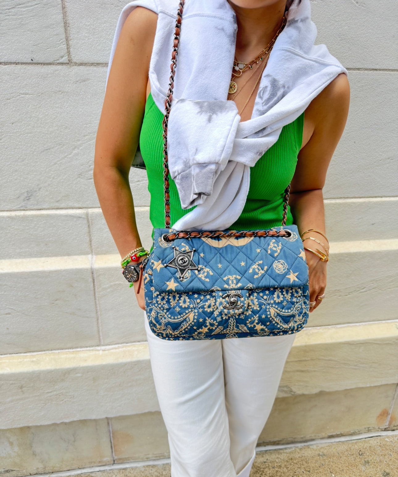 Chanel Light Blue Cowboy Bandana FlapBag