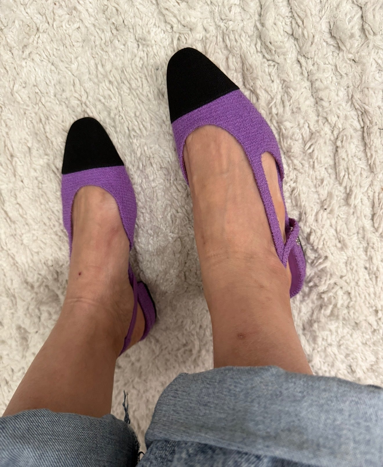 Chanel Purple Tweed Slingback Flats