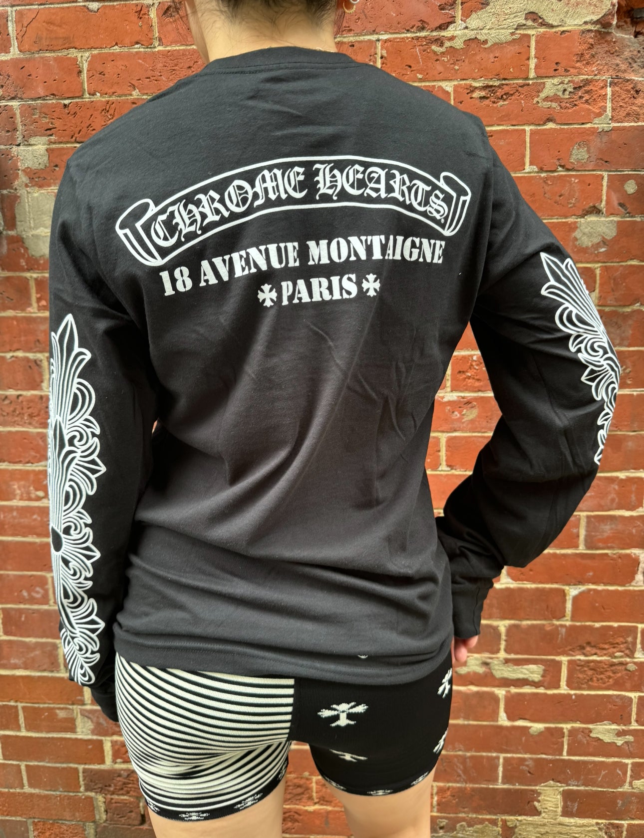 Chrome Hearts Black Long Sleeve Shirt Paris Logo