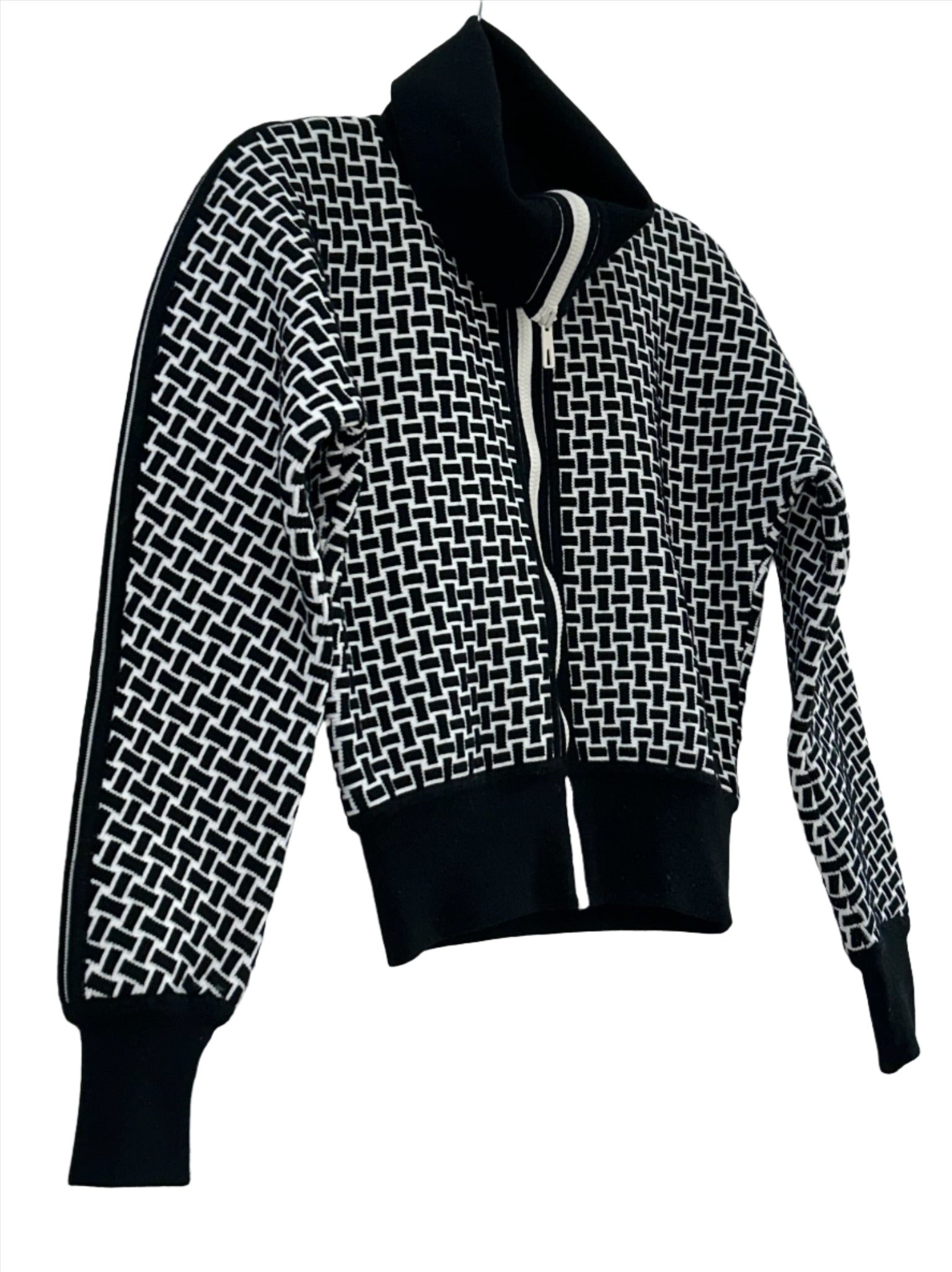 Hermes Black and White Mosaique Knitted Bomber Jacket with Hermes Black and White Mosaique Knitted Bomber Jacket with