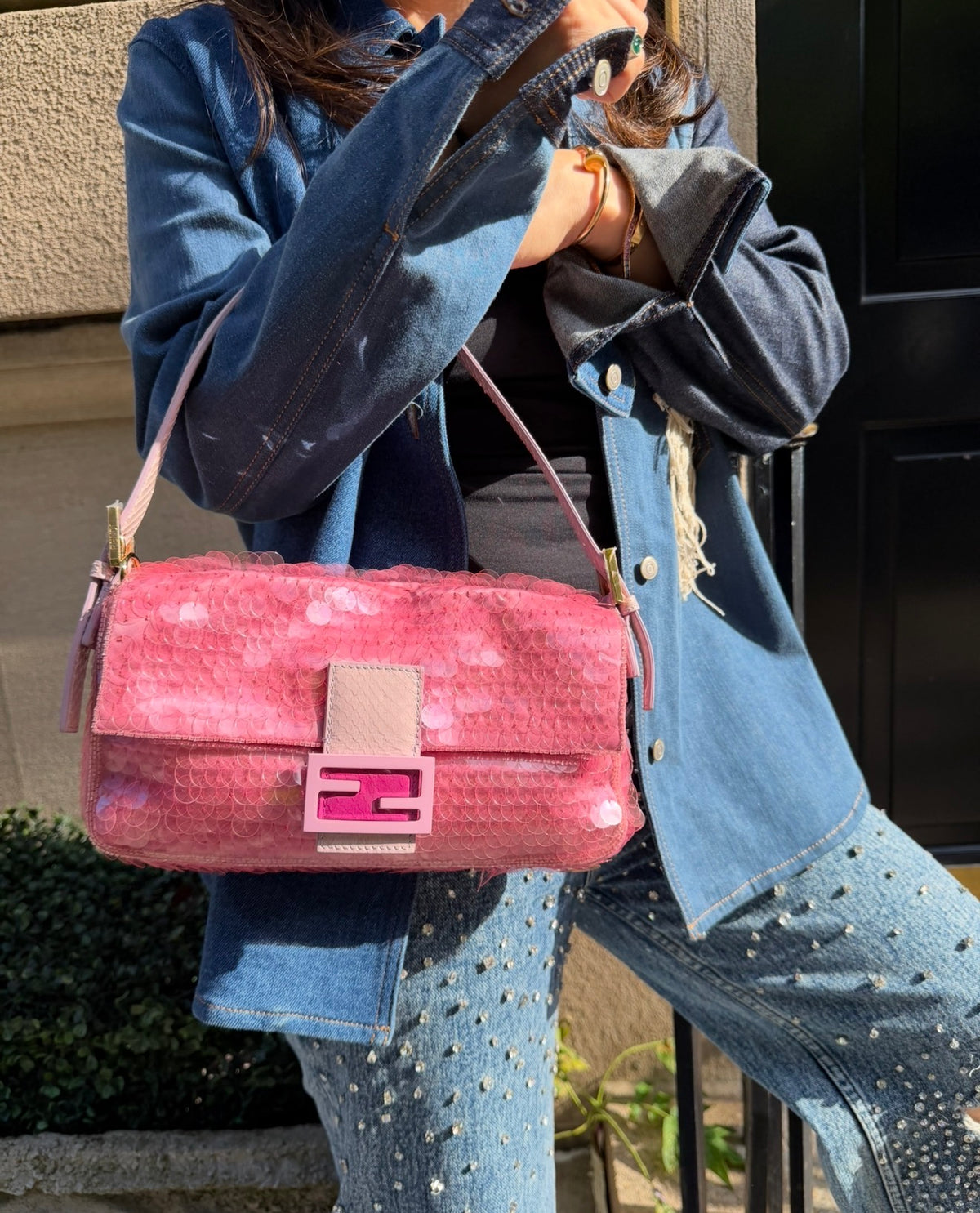 FENDI Pink Sequin Baguette
