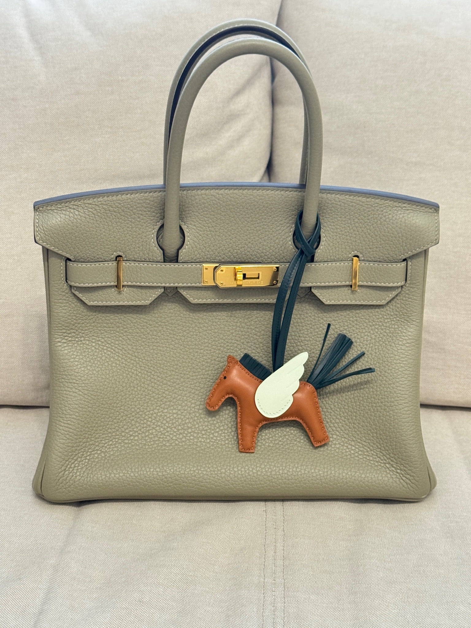Hermès Rodeo PM Pegase Bag Charm Brown Vert Cypress Vert Fizz
