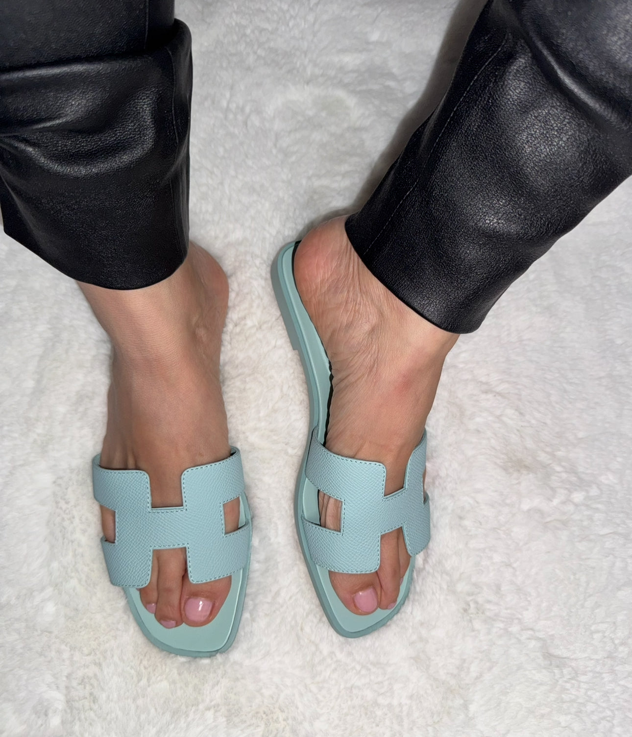 Hermès Vert Embrun Oran Sandals