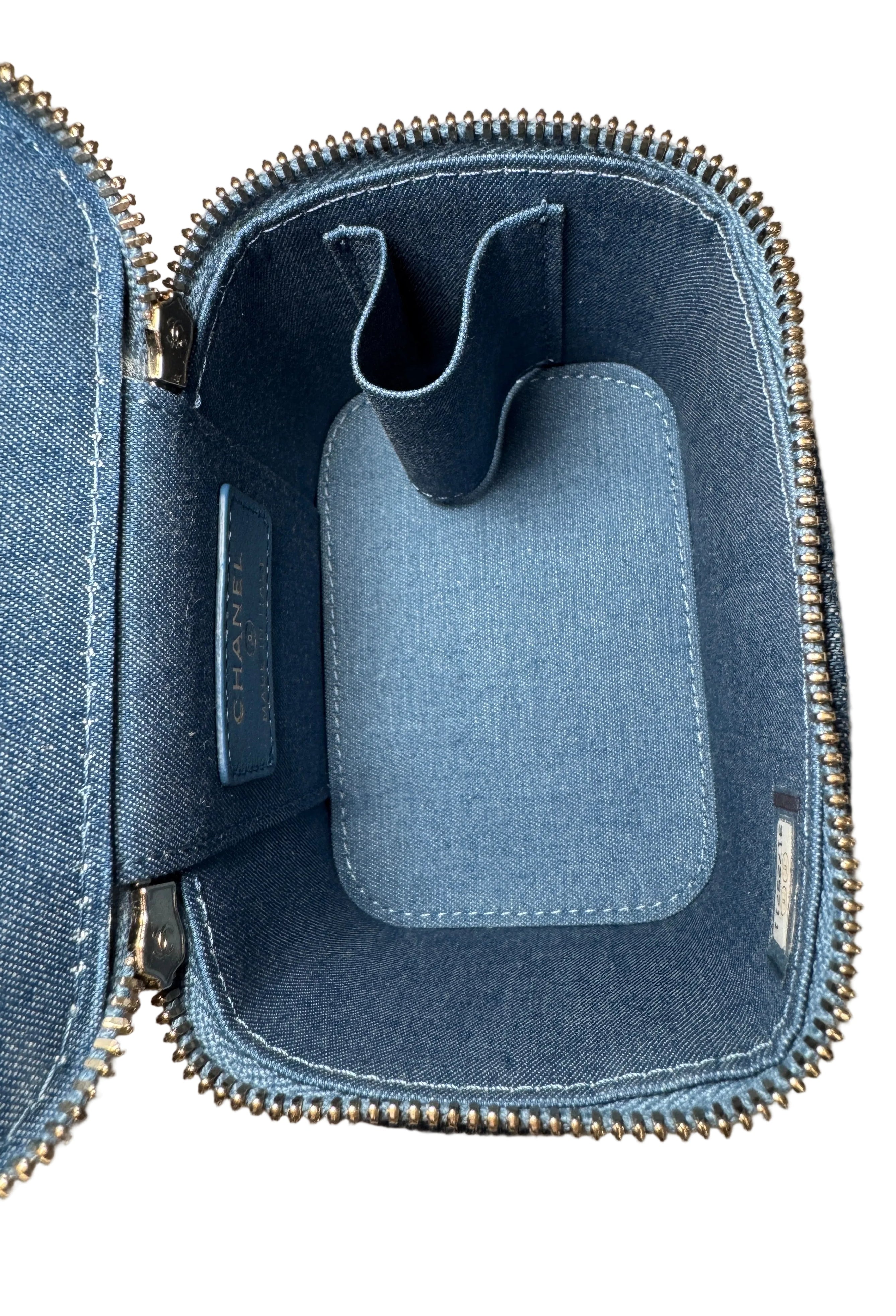 Chanel Blue Denim Pearl Crush Mini Vanity Bag