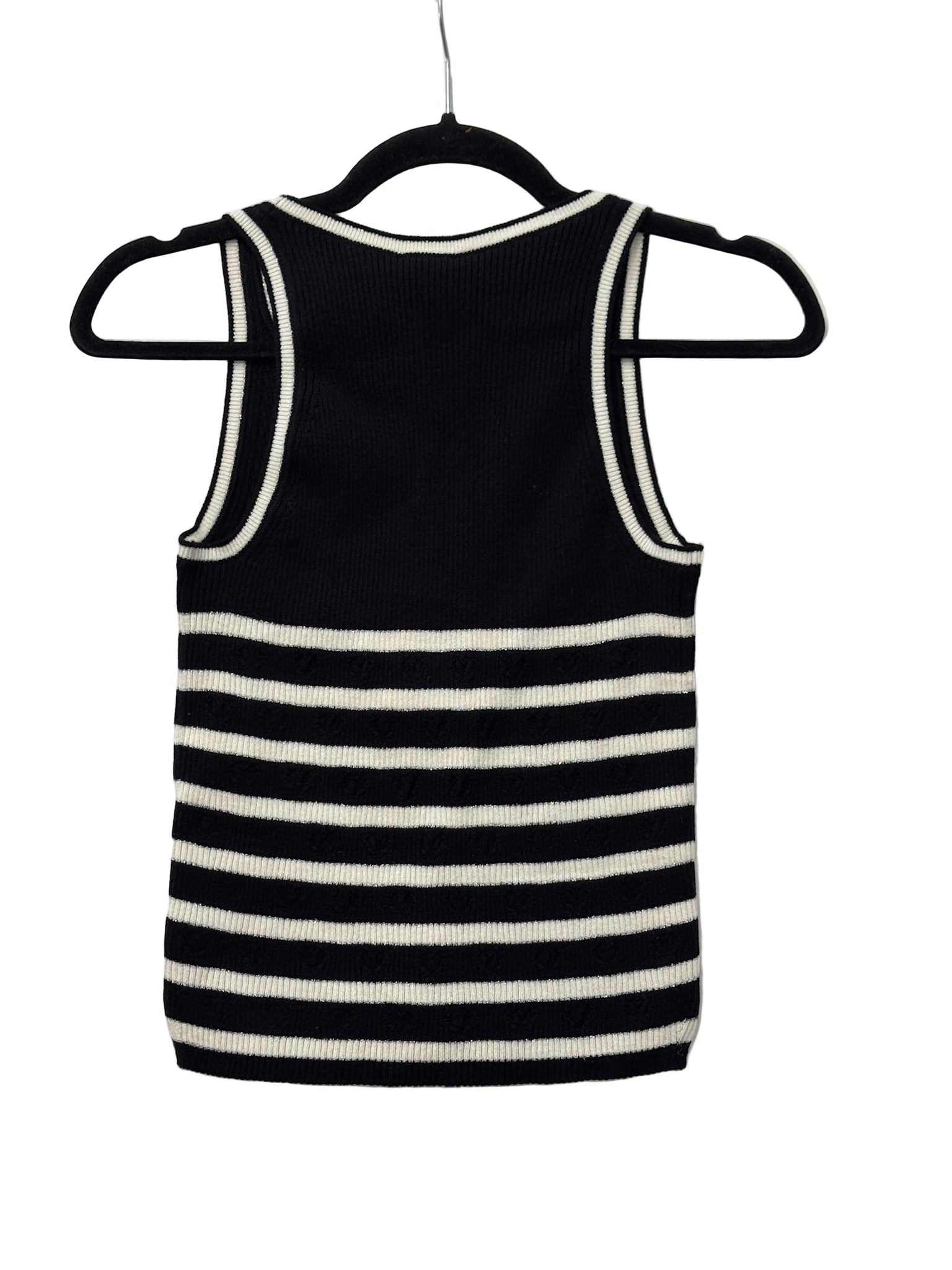 Chanel Black and White Striped Tank Top CC Logo - Size FR 38