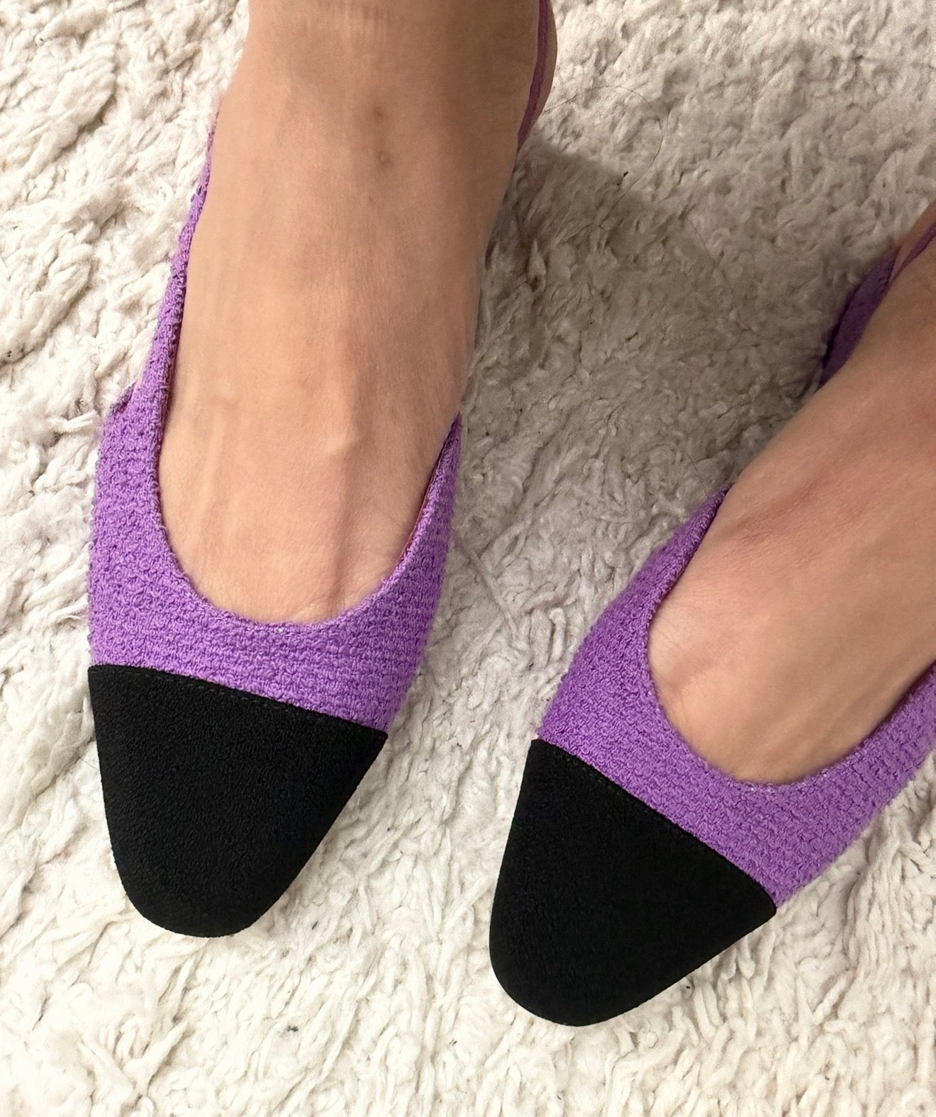 Chanel Purple Tweed Slingback Flats
