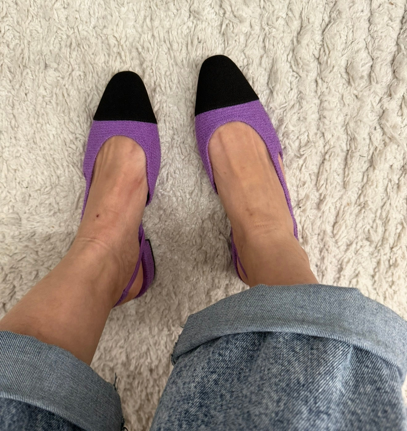Chanel Purple Tweed Slingback Flats