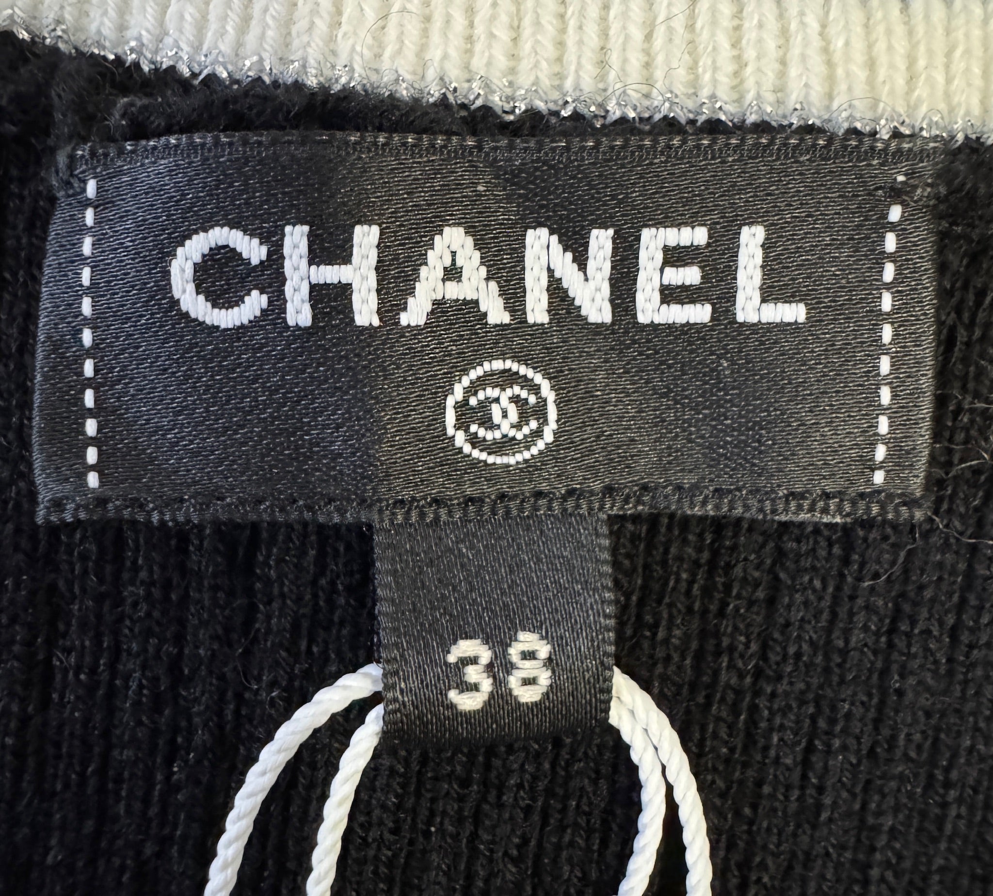 Chanel Black and White Striped Tank Top CC Logo - Size FR 38