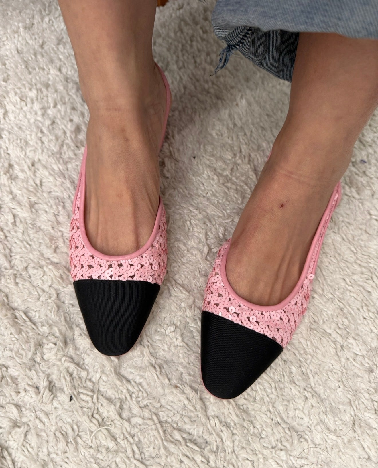 Chanel Pink Sequins Slingback Flats
