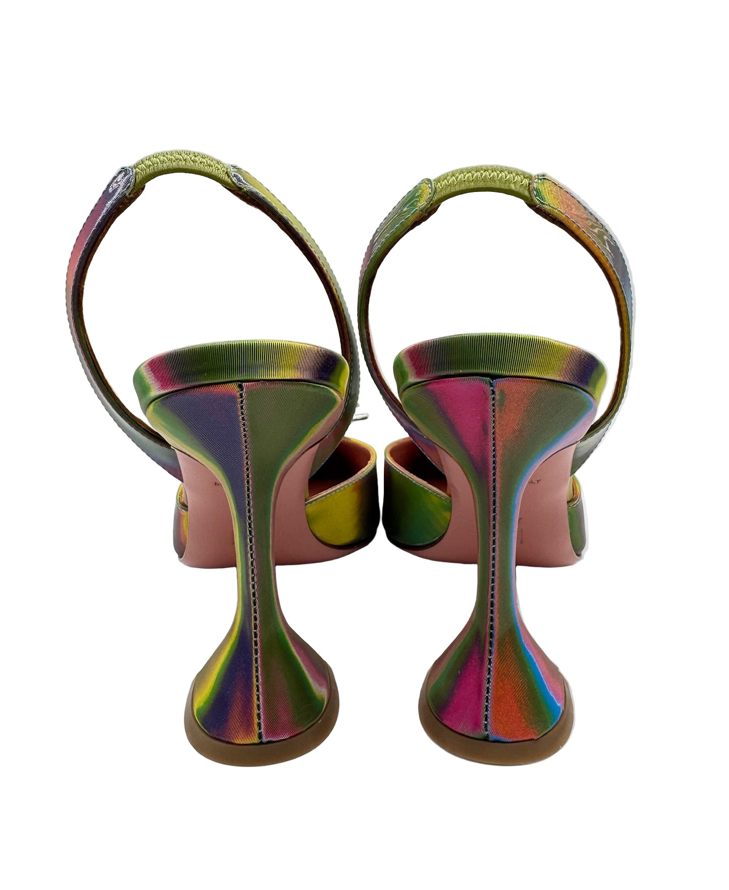 Amina Muaddi Rosie Multicolor Rainbow Slingback Heels