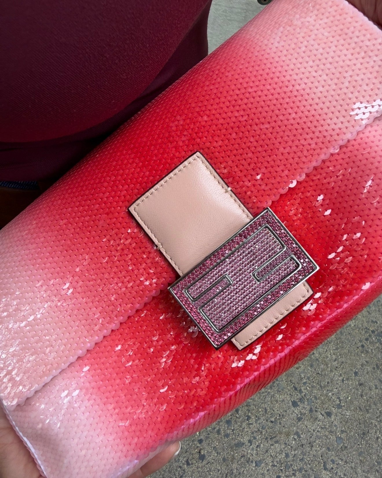 Fendi X Sarah Jessica Parker Pink Ombre Sequin Baguette