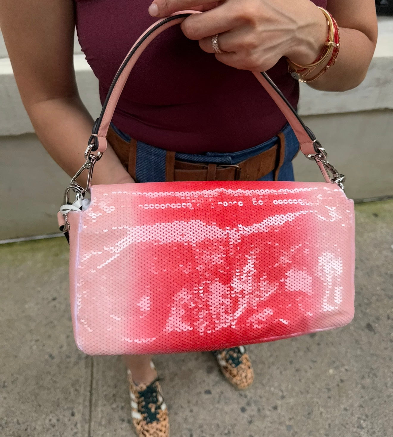 Fendi X Sarah Jessica Parker Pink Ombre Sequin Baguette