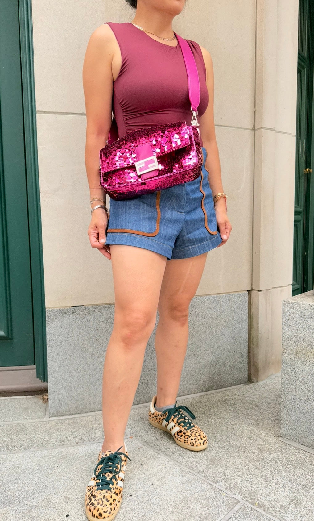 FENDI Pink Sequins Baguette