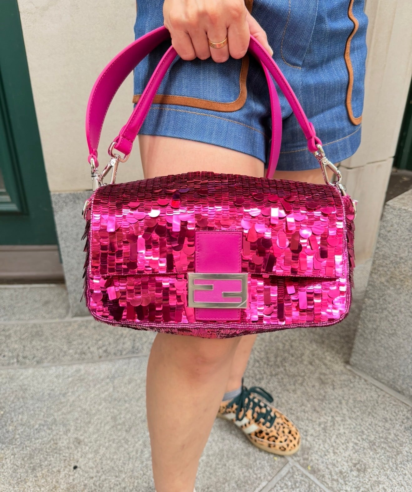 FENDI Pink Sequins Baguette