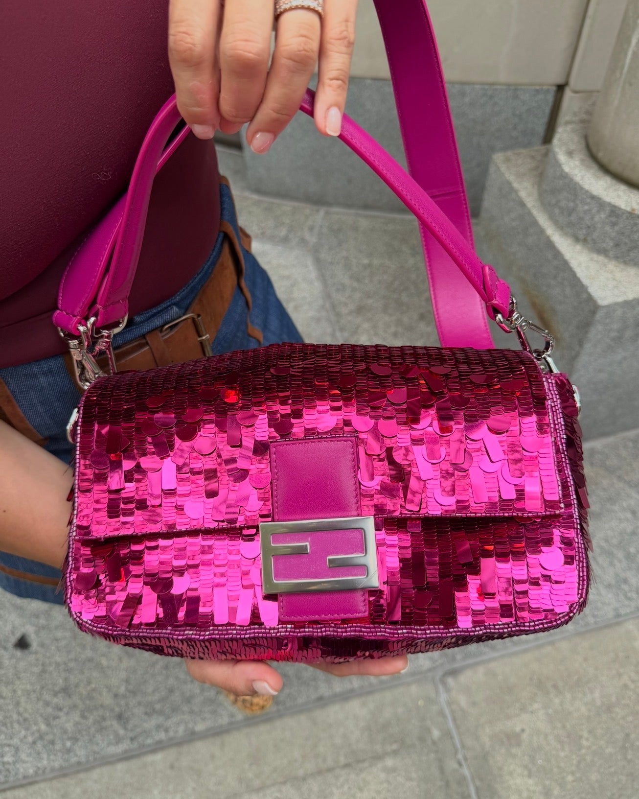 FENDI Pink Sequins Baguette