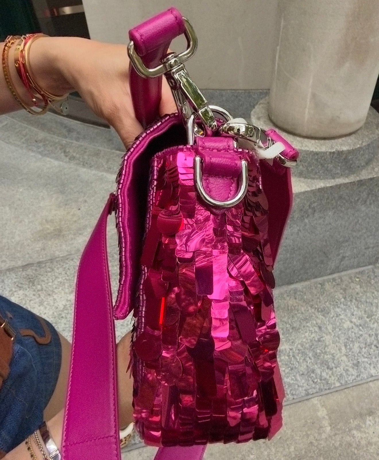 FENDI Pink Sequins Baguette