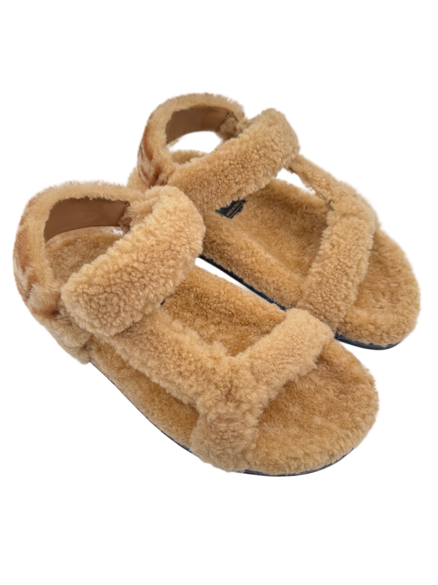 Fendi Skims Feels Beige Shearling Sandals 