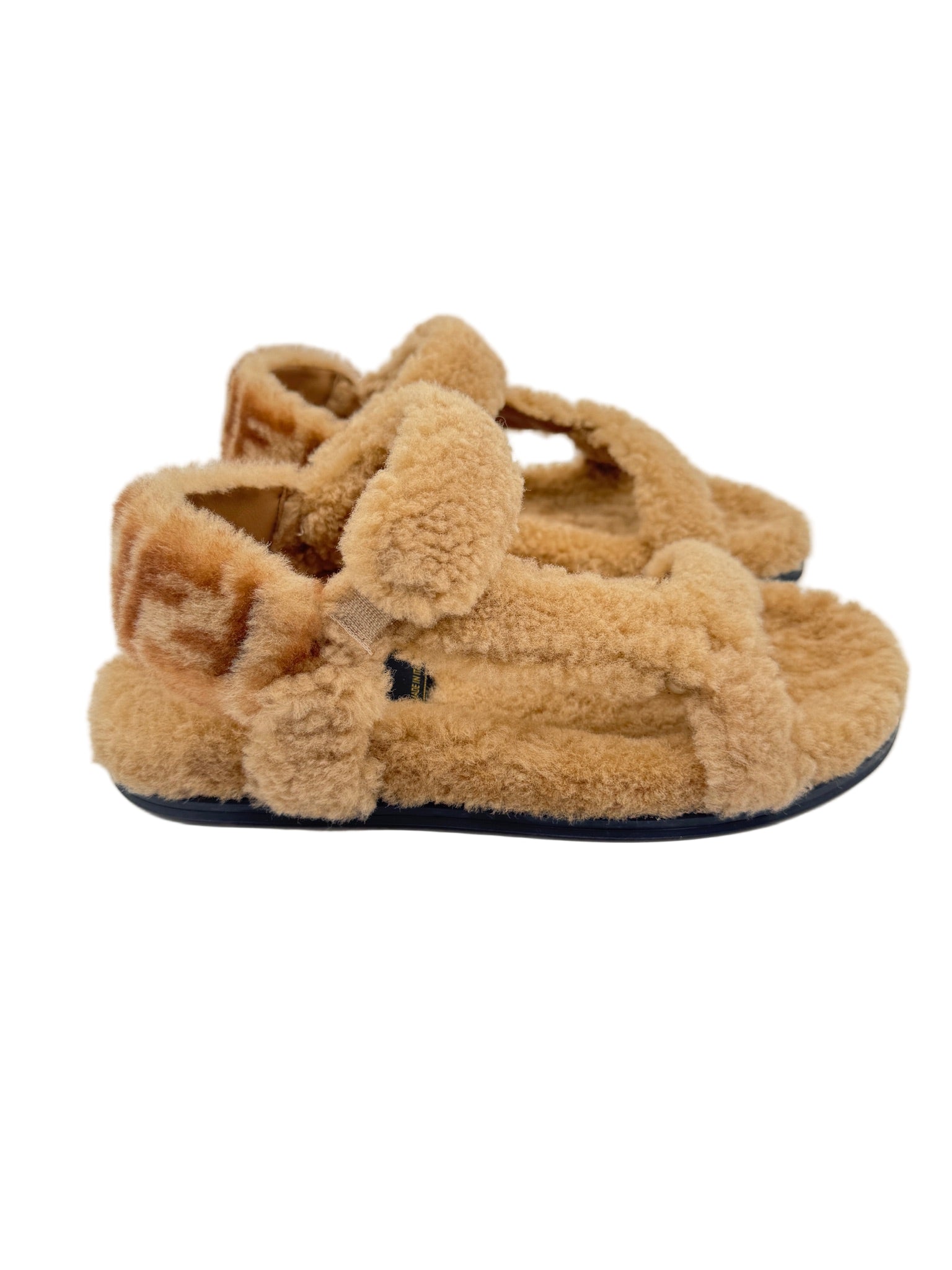 Fendi Skims Feels Beige Shearling Sandals 