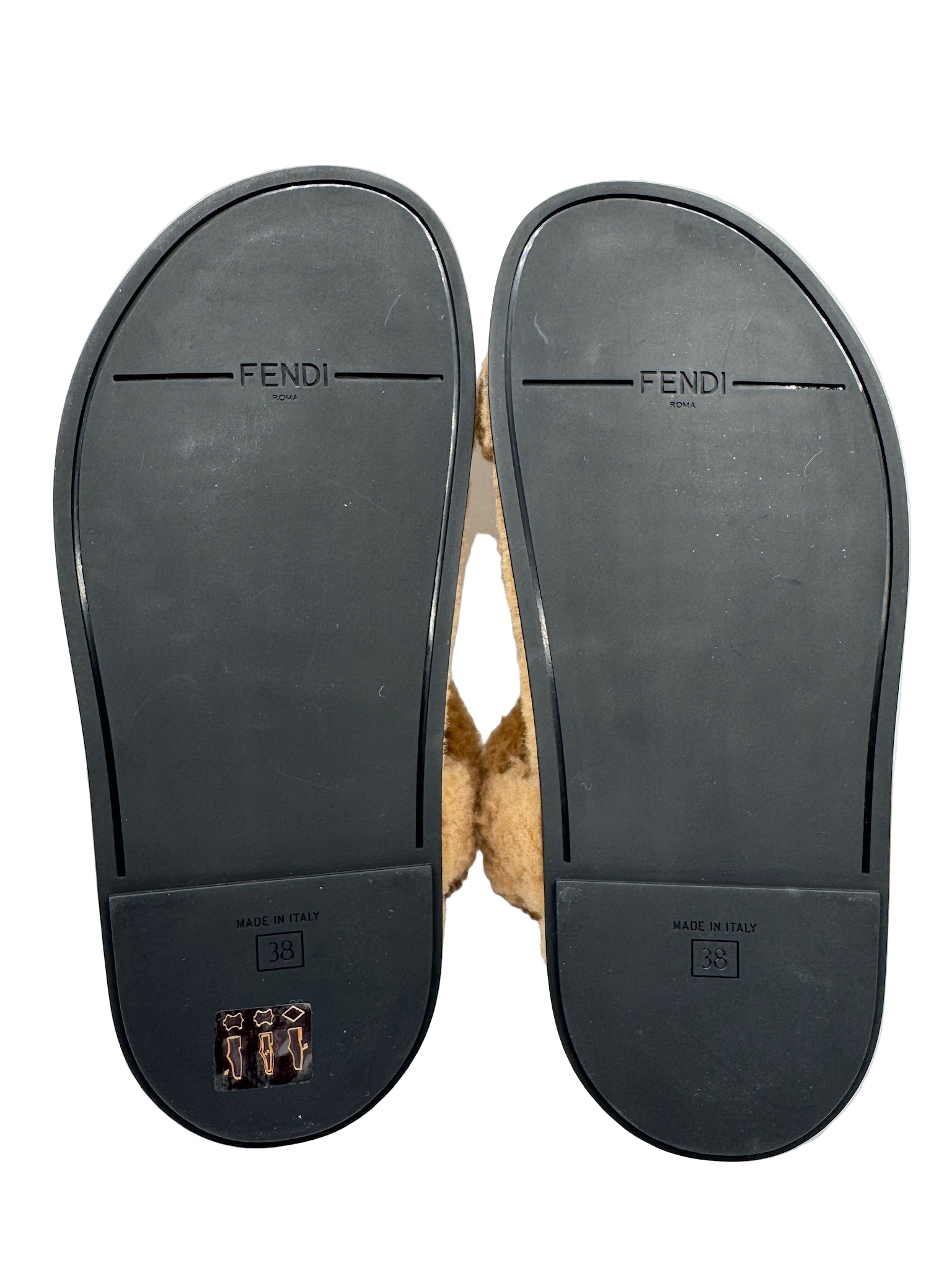 Fendi Skims Feels Beige Shearling Sandals 