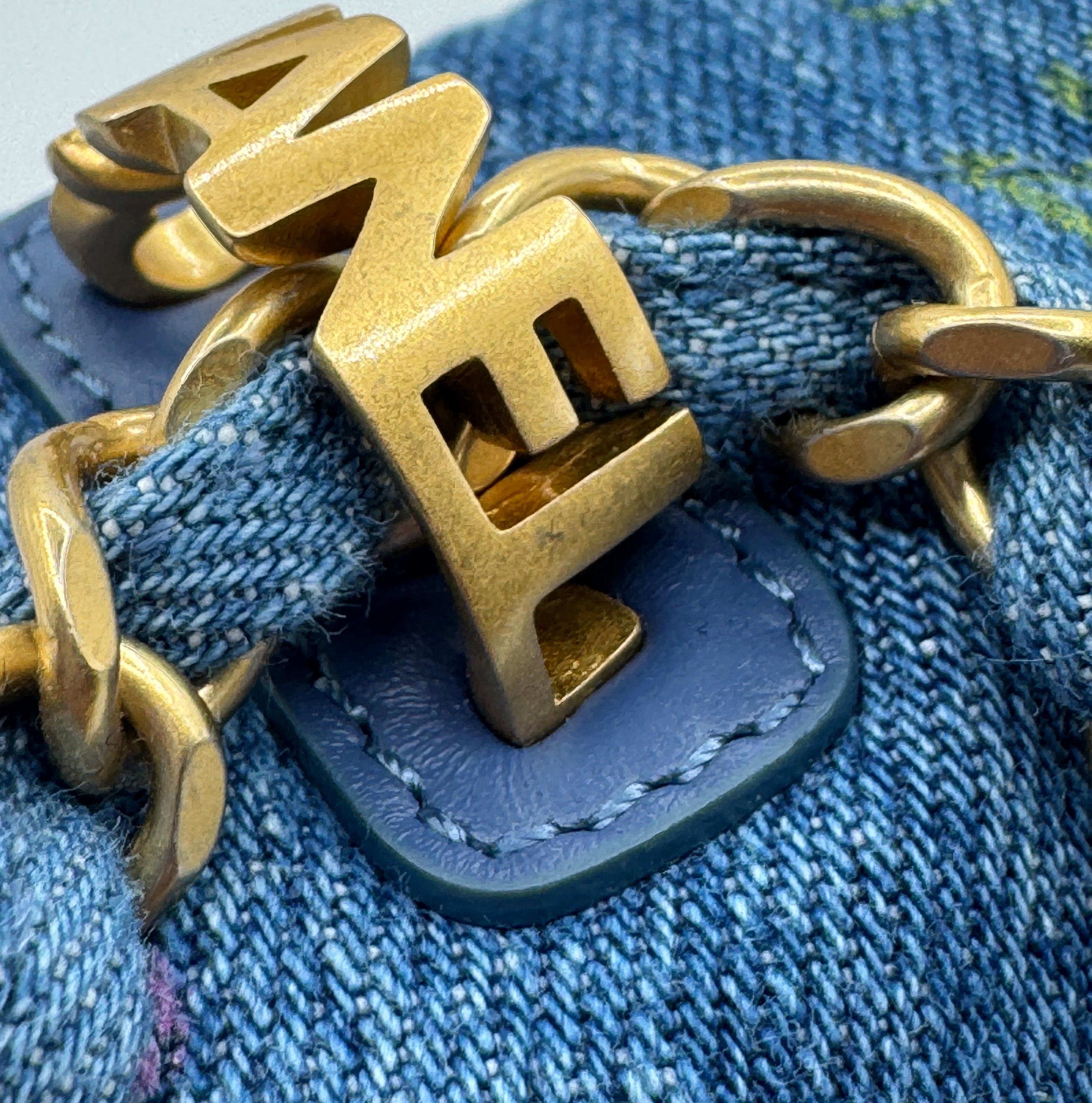 Chanel Blue Denim Mini Flap Bag With Multicolor Logos