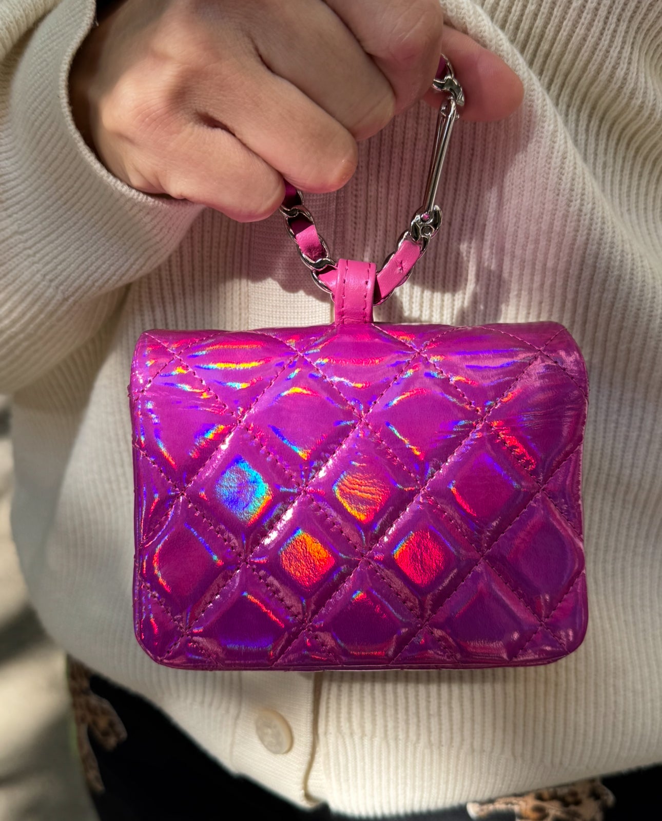 Chanel Pink Iridescent Mirror Bag Charm