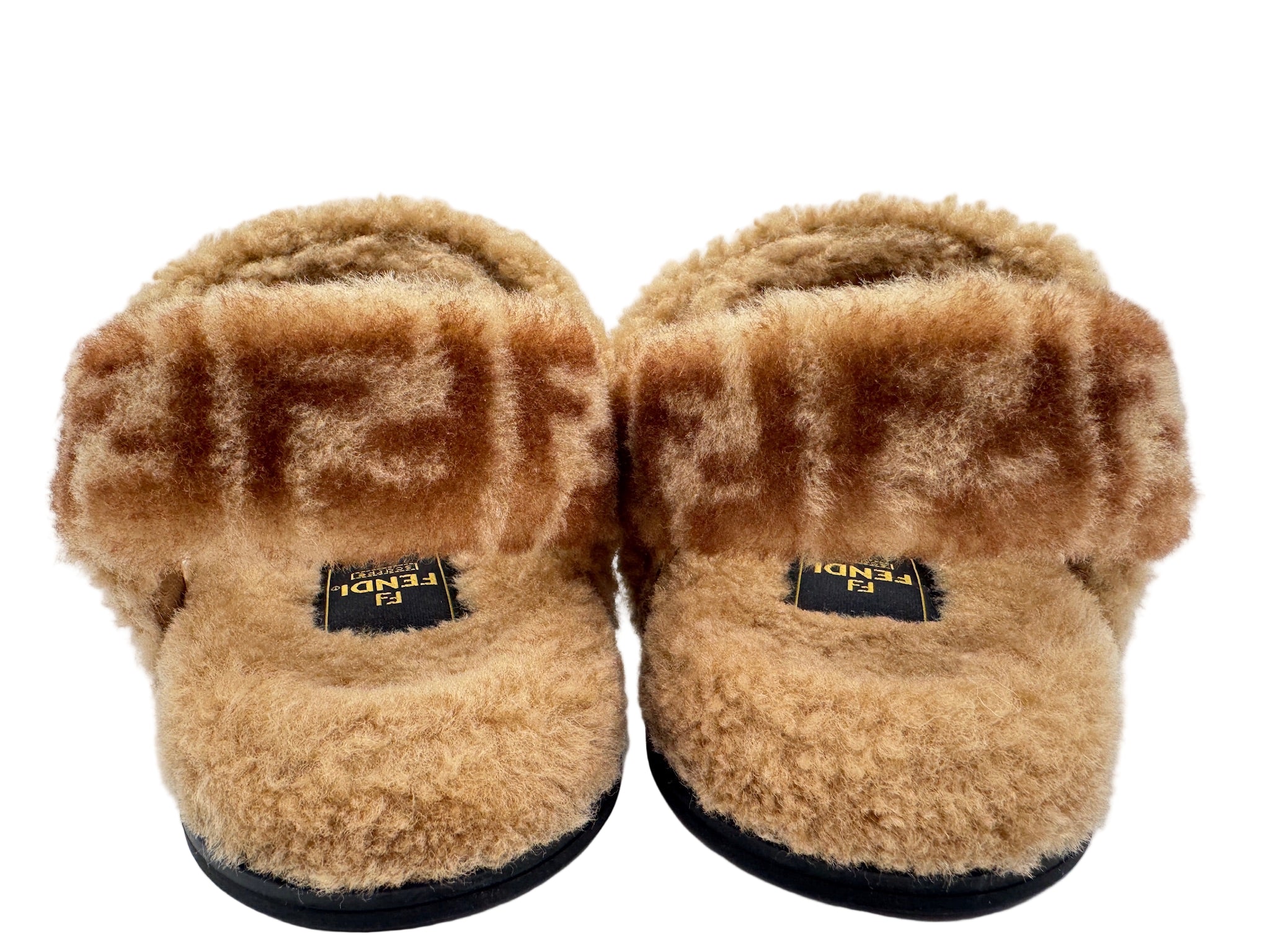 Fendi Skims Feels Beige Shearling Sandals 