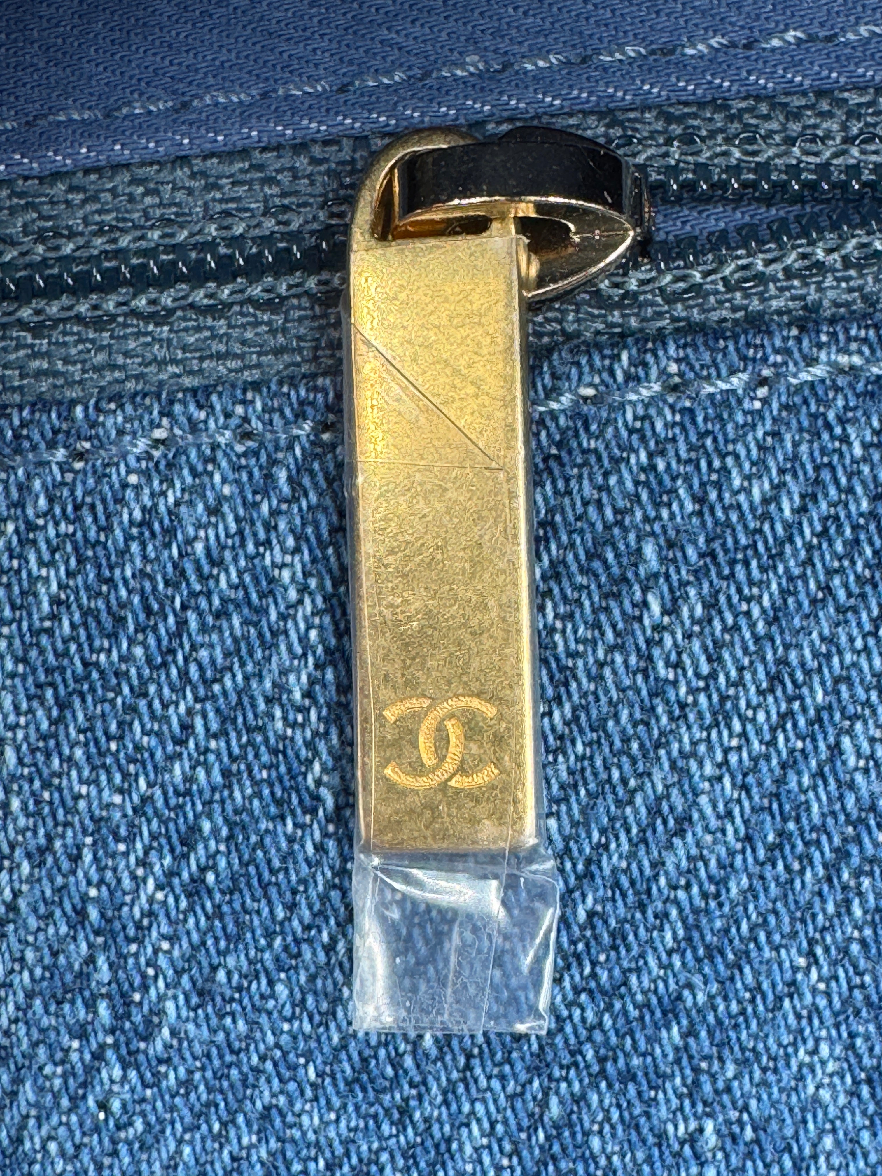 Chanel Blue Denim Mini Flap Bag With Multicolor Logos