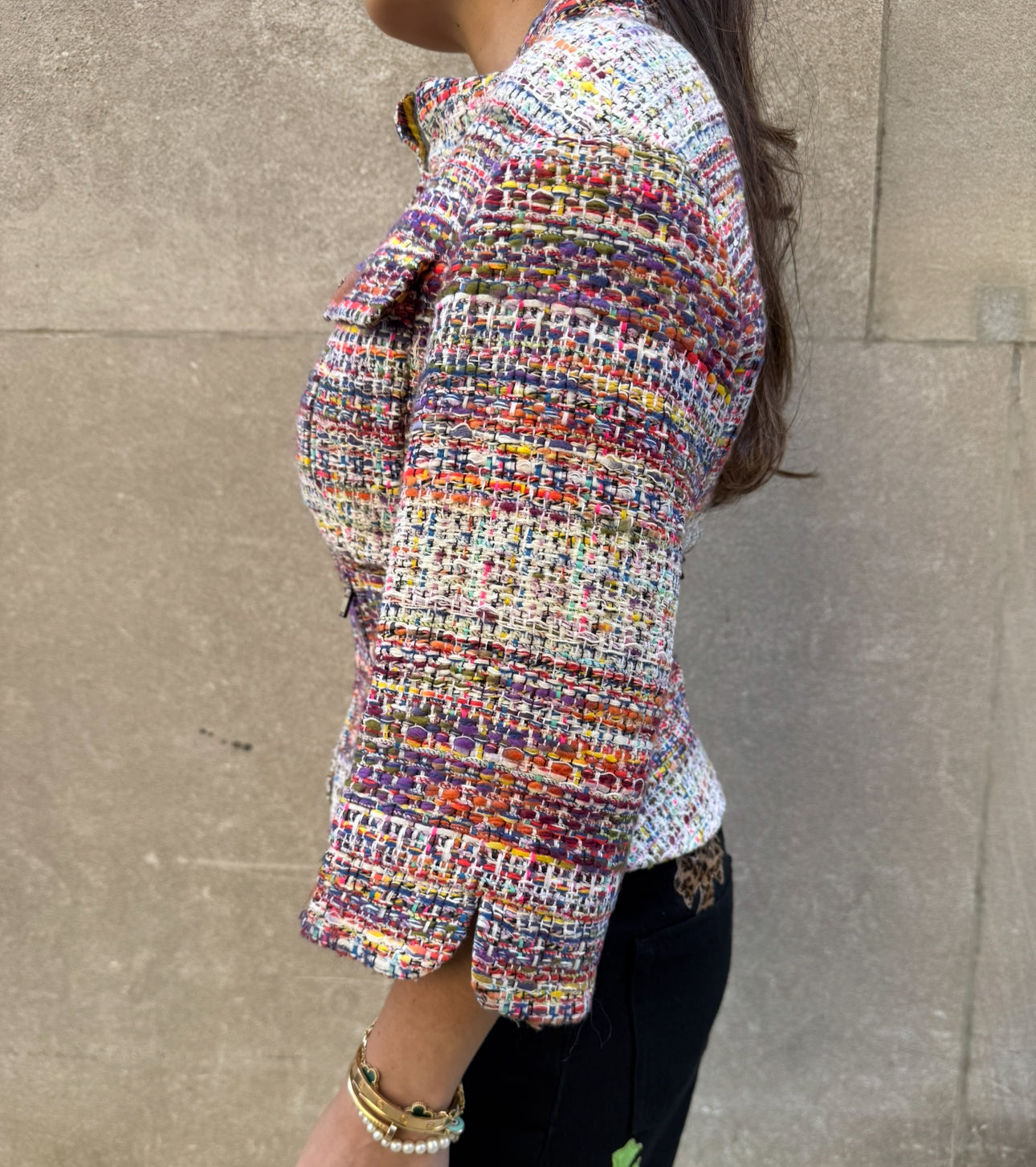 CHANEL Multicolor Tweed Jacket with Zippers