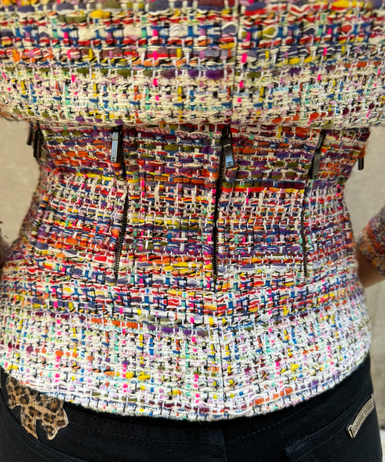 CHANEL Multicolor Tweed Jacket with Zippers