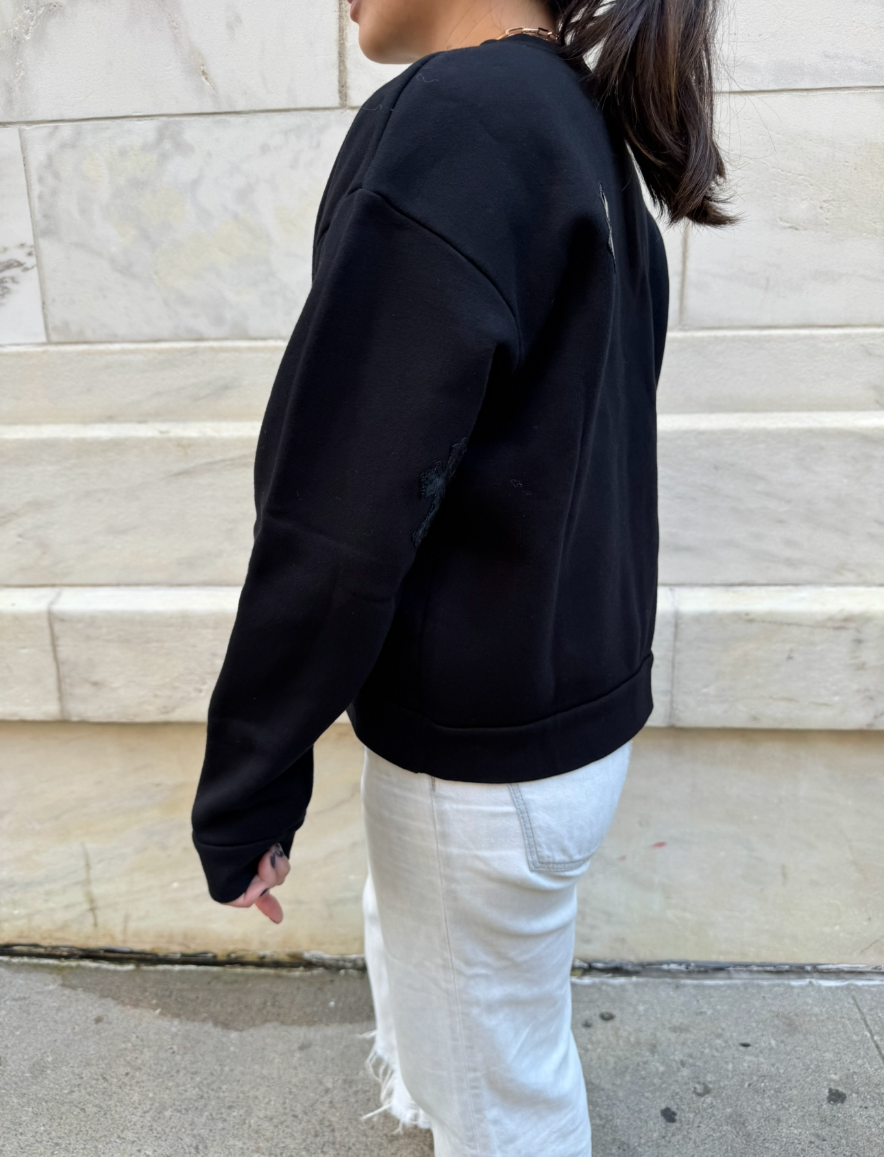 Chrome Hearts Black Sweater Black Leather and Ponyhair Cross Patches