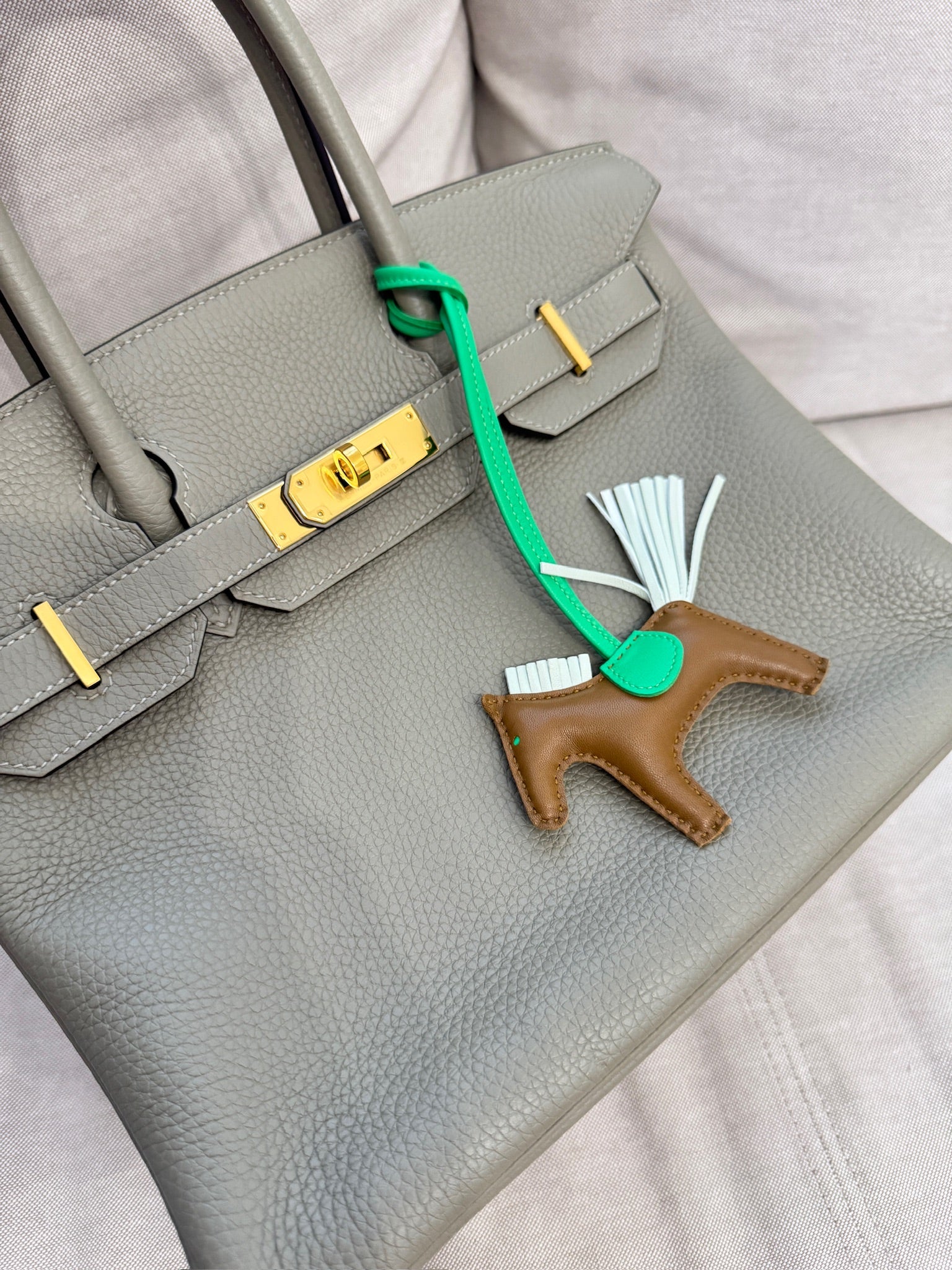 Hermès Rodeo PM Bag Charm Brown Vert Comic Vert Fizz