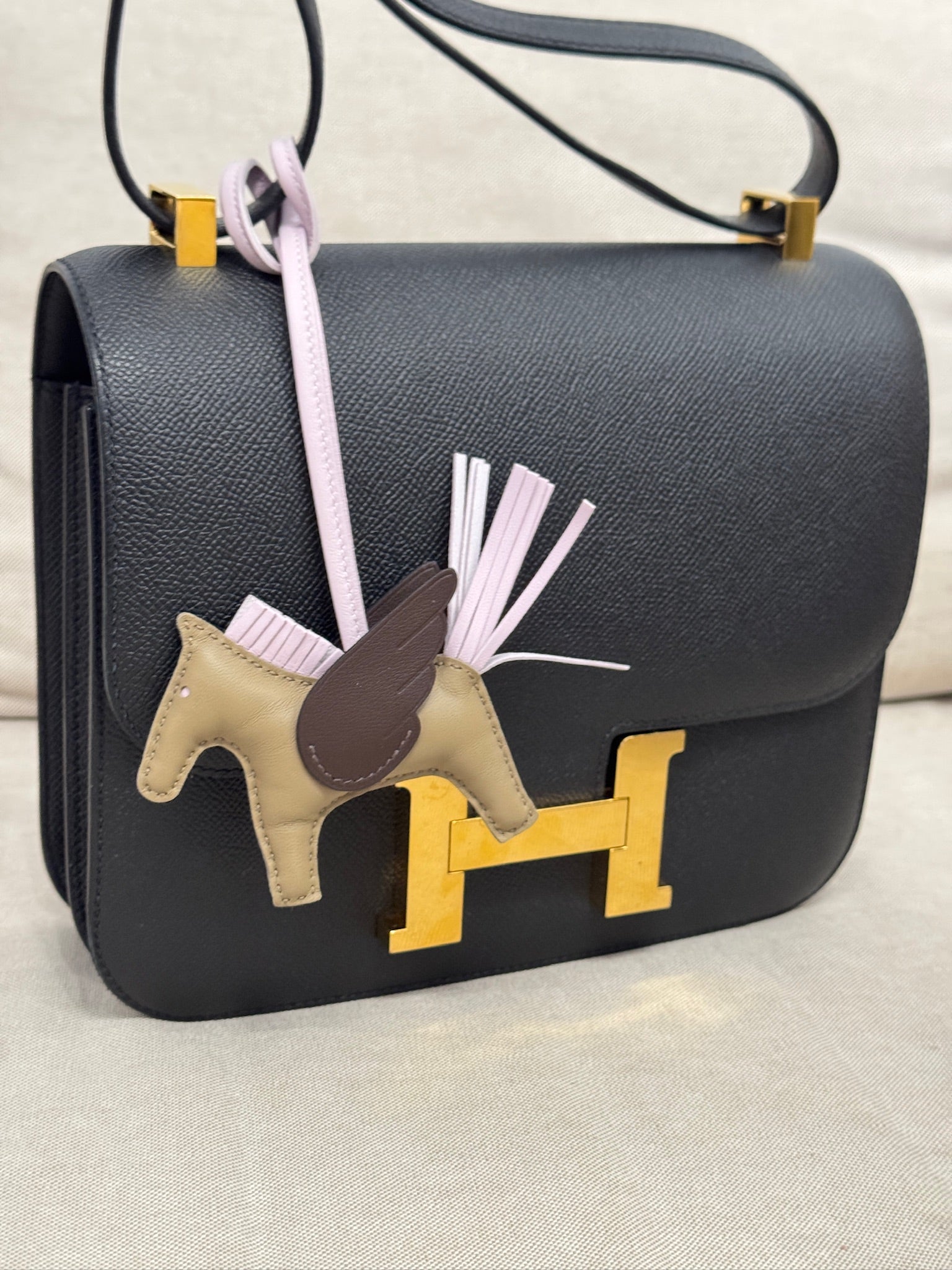 Hermès Rodeo PM Pegase Bag Charm Beige Marfa Mauve Pale Moka