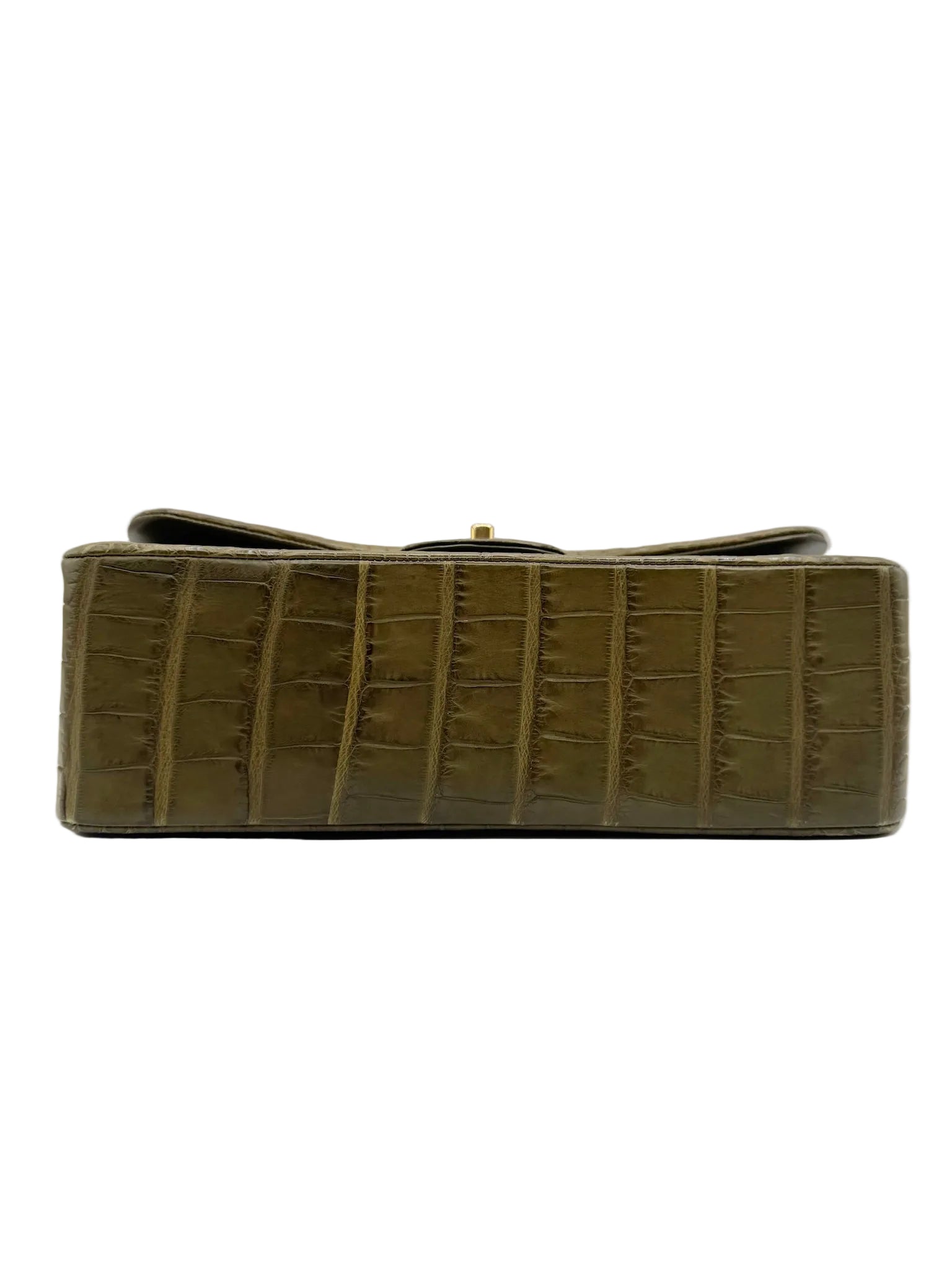 Chanel Matte Khaki Green Alligator Classic Double Flapbag