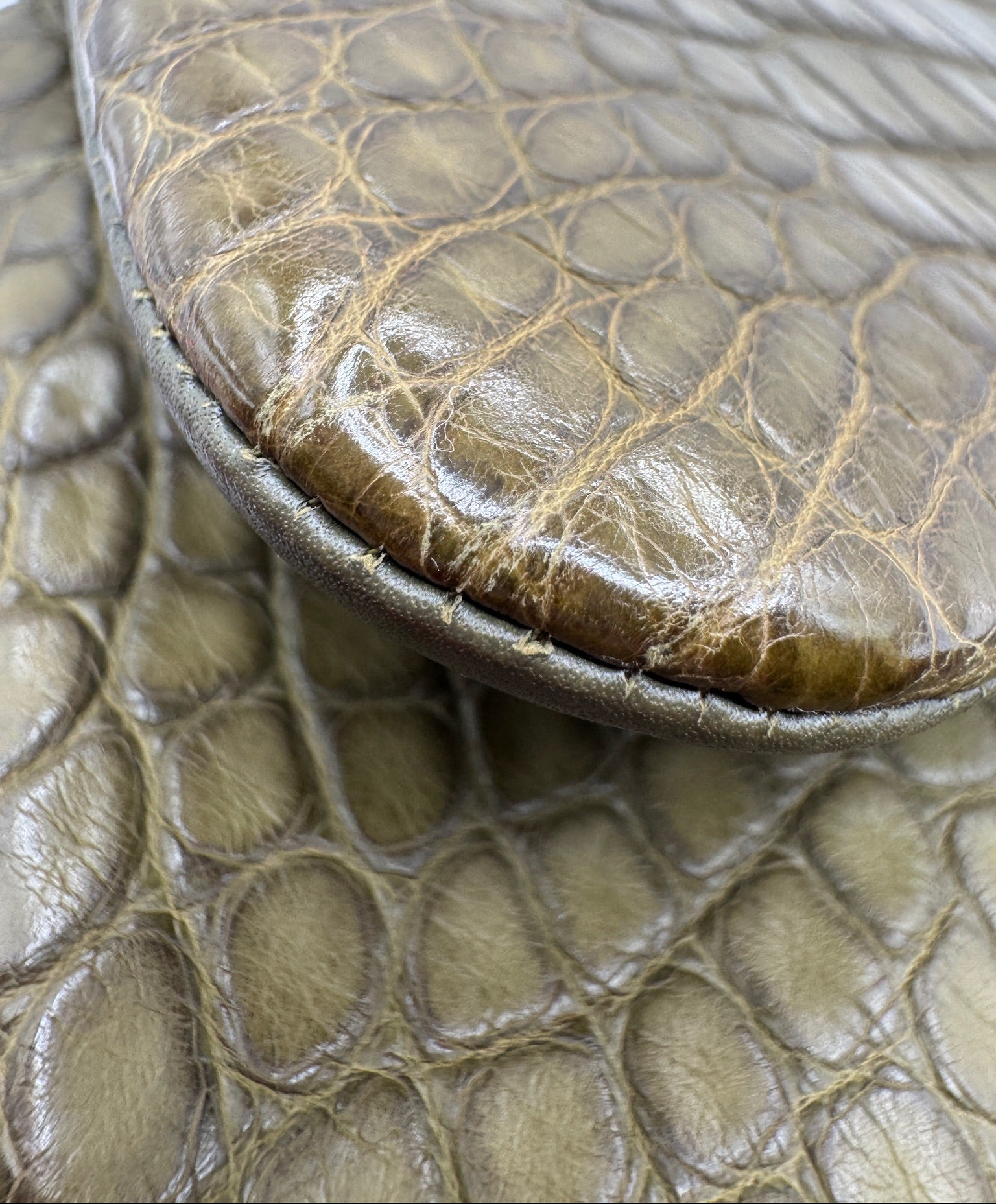 Chanel Matte Khaki Green Alligator Classic Double Flapbag