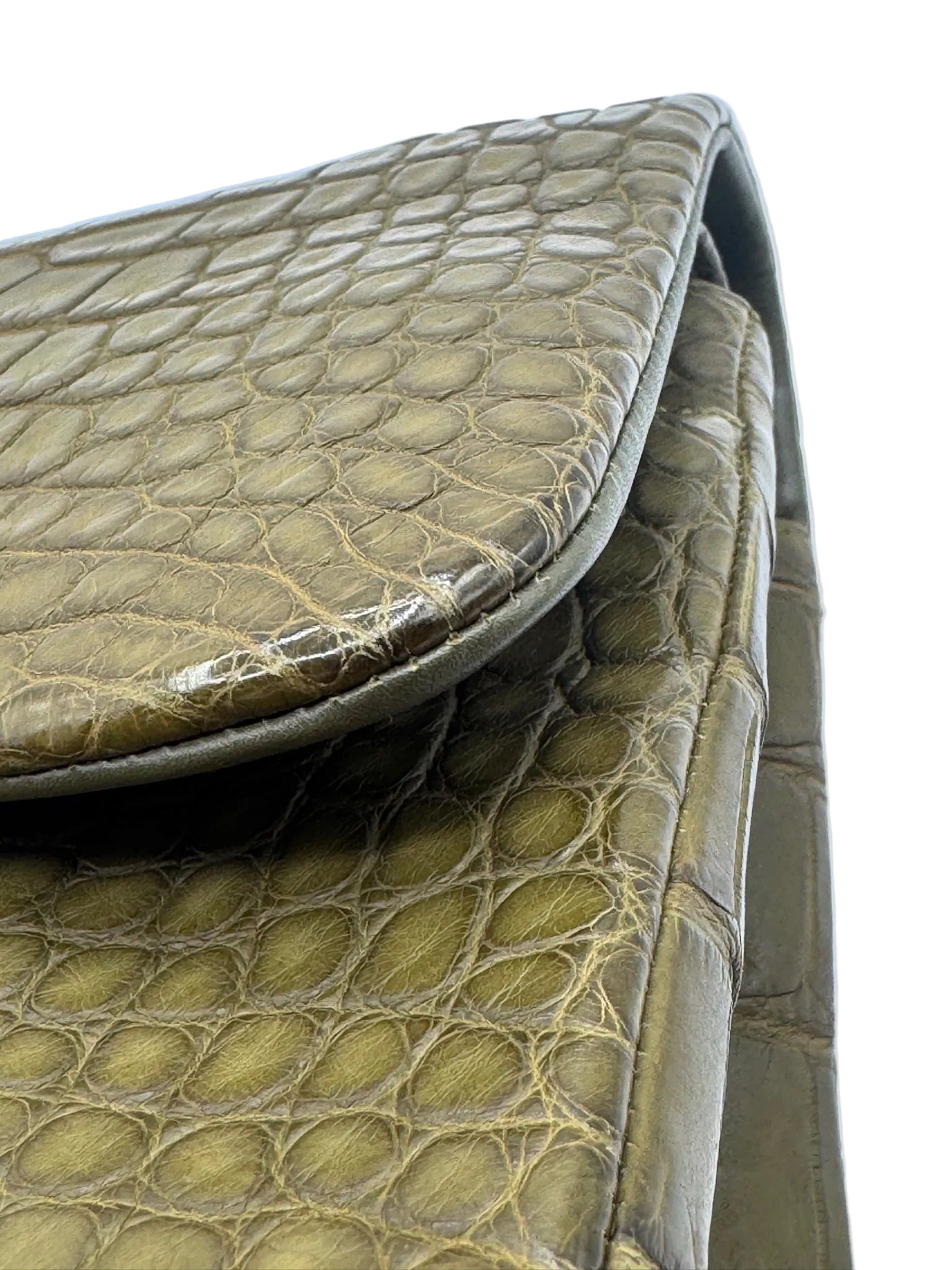 Chanel Matte Khaki Green Alligator Classic Double Flapbag