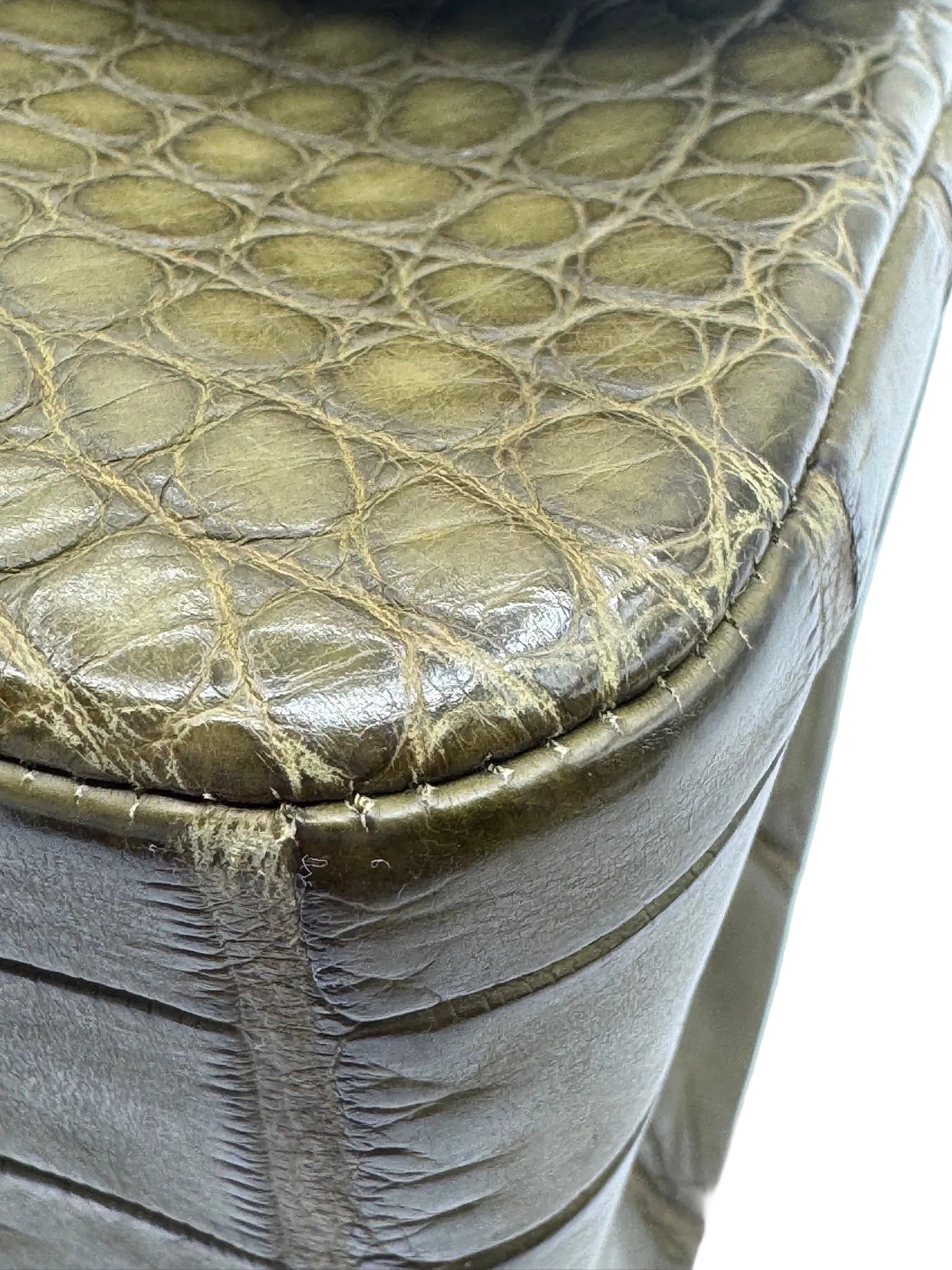 Chanel Matte Khaki Green Alligator Classic Double Flapbag