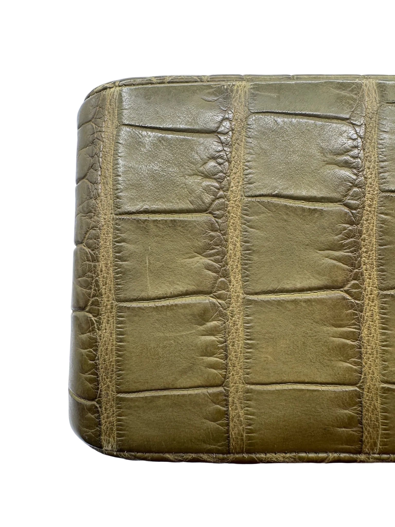 Chanel Matte Khaki Green Alligator Classic Double Flapbag