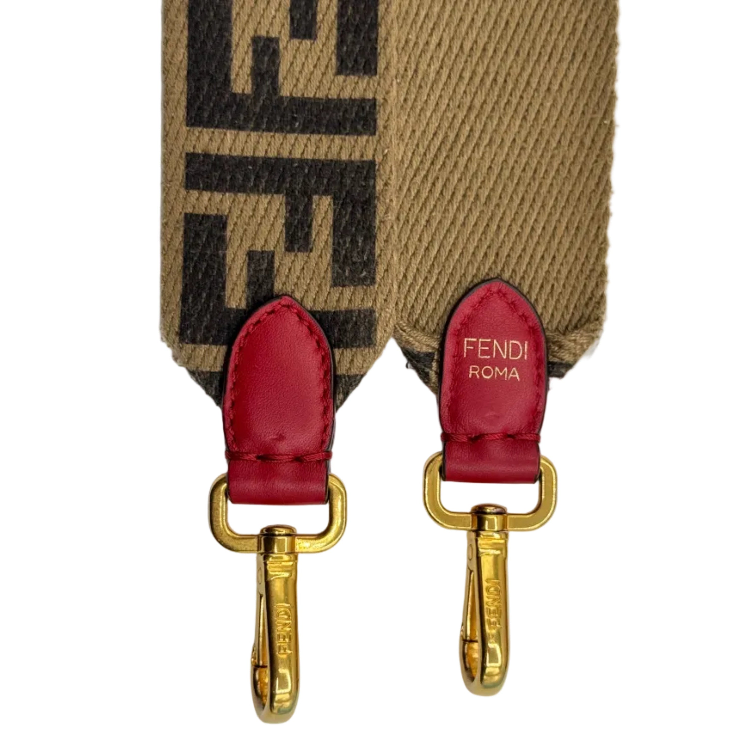 Fendi Red and Beige FF Raffia Baguette