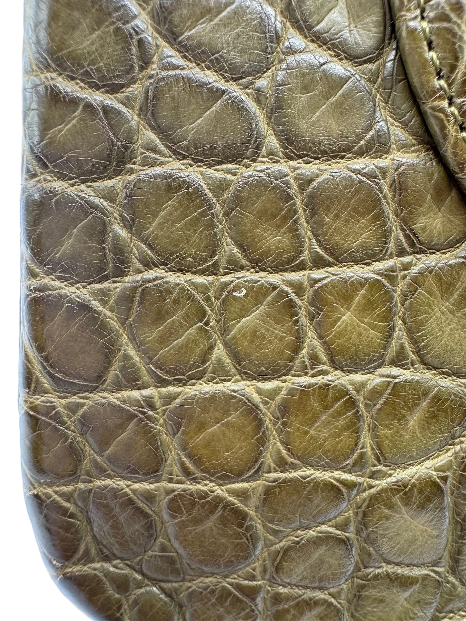 Chanel Matte Khaki Green Alligator Classic Double Flapbag