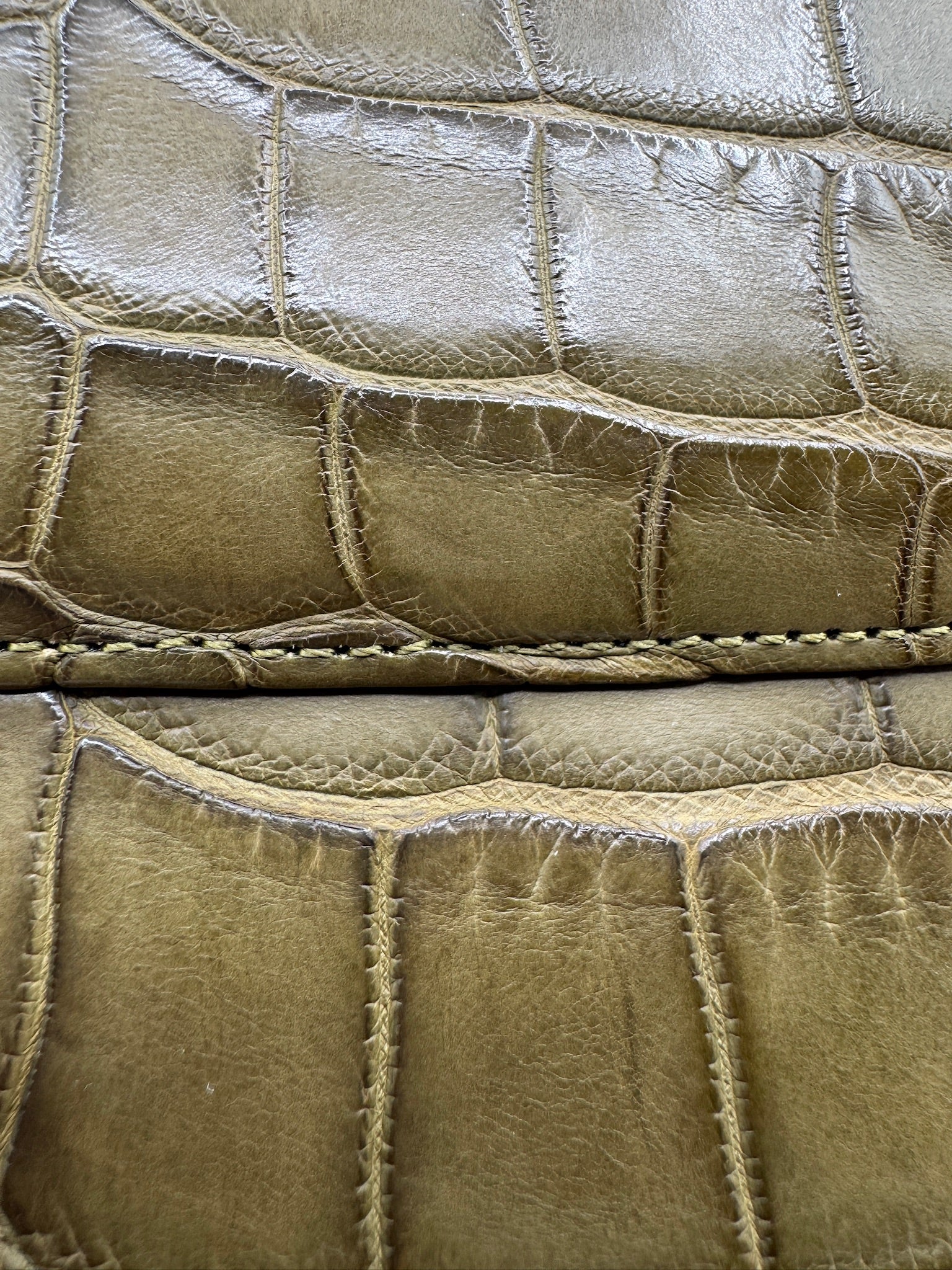 Chanel Matte Khaki Green Alligator Classic Double Flapbag