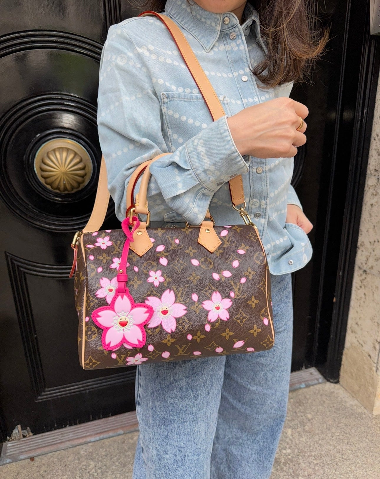 Louis Vuitton X Takashi Murakami Cherry Blossom Brown Monogram Speedy 25