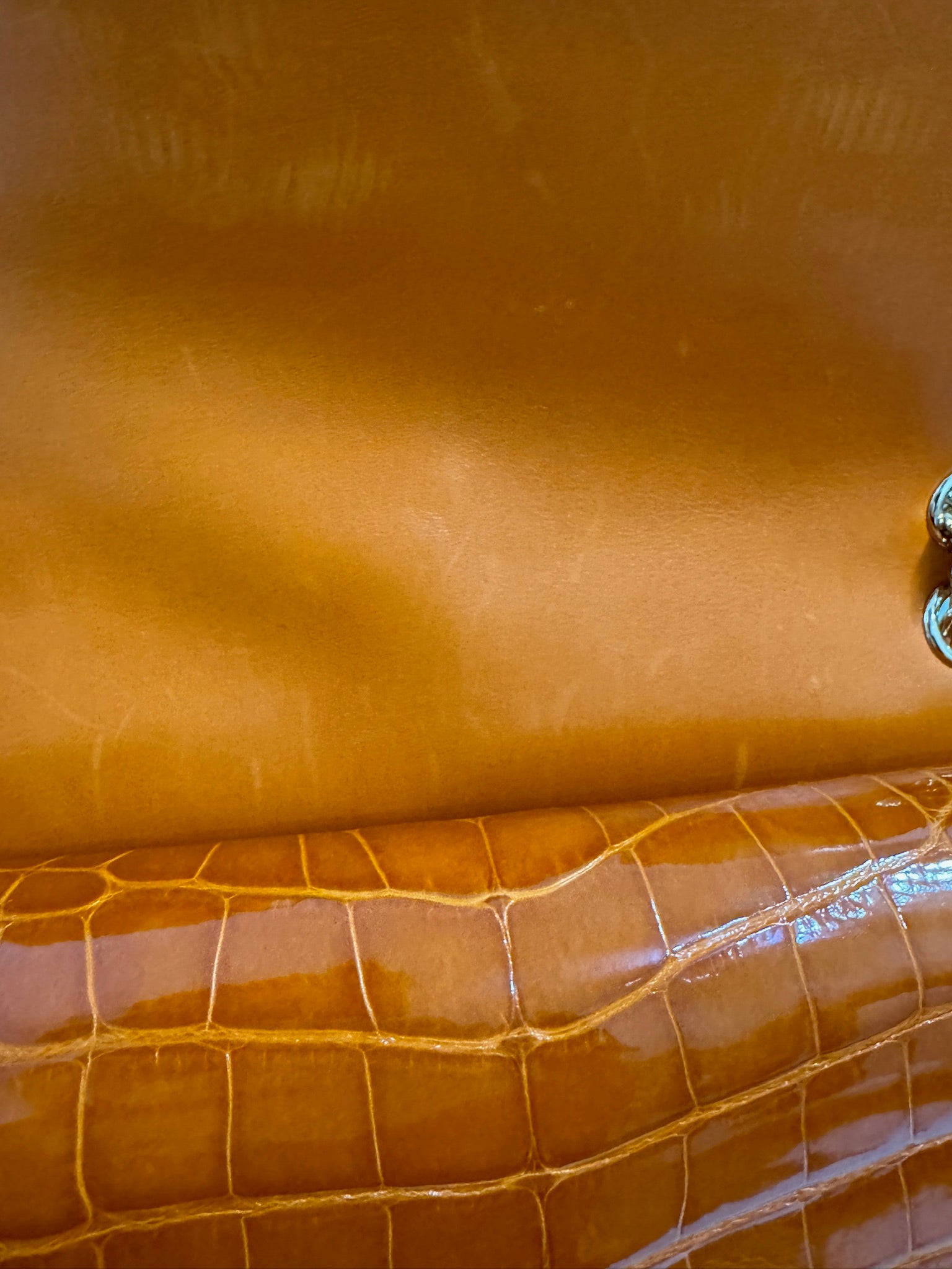 Chanel Orange Alligator Large Classic Double Flapbag